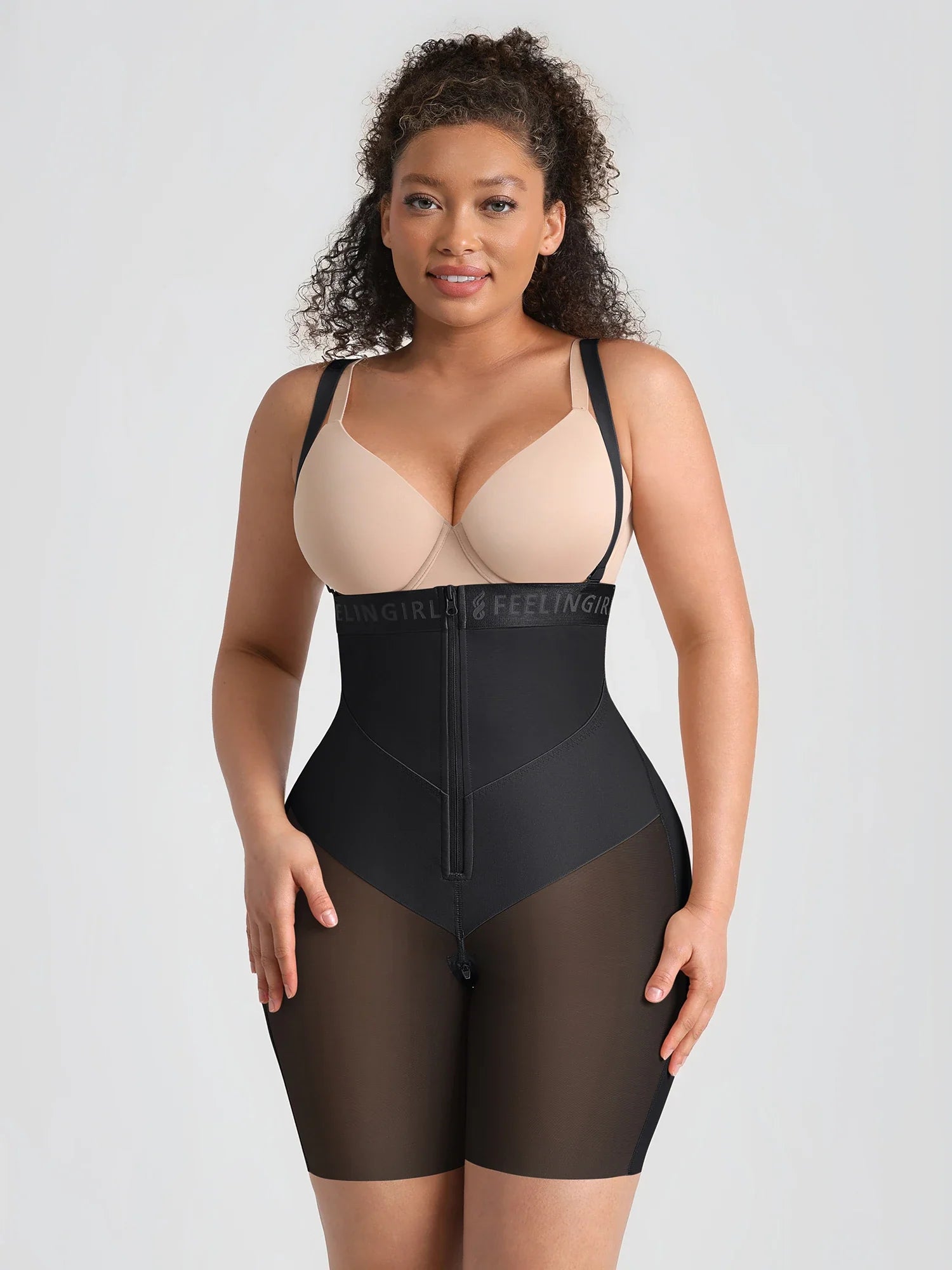 Wide V-neck Belt High-Waist Shaping Shorts