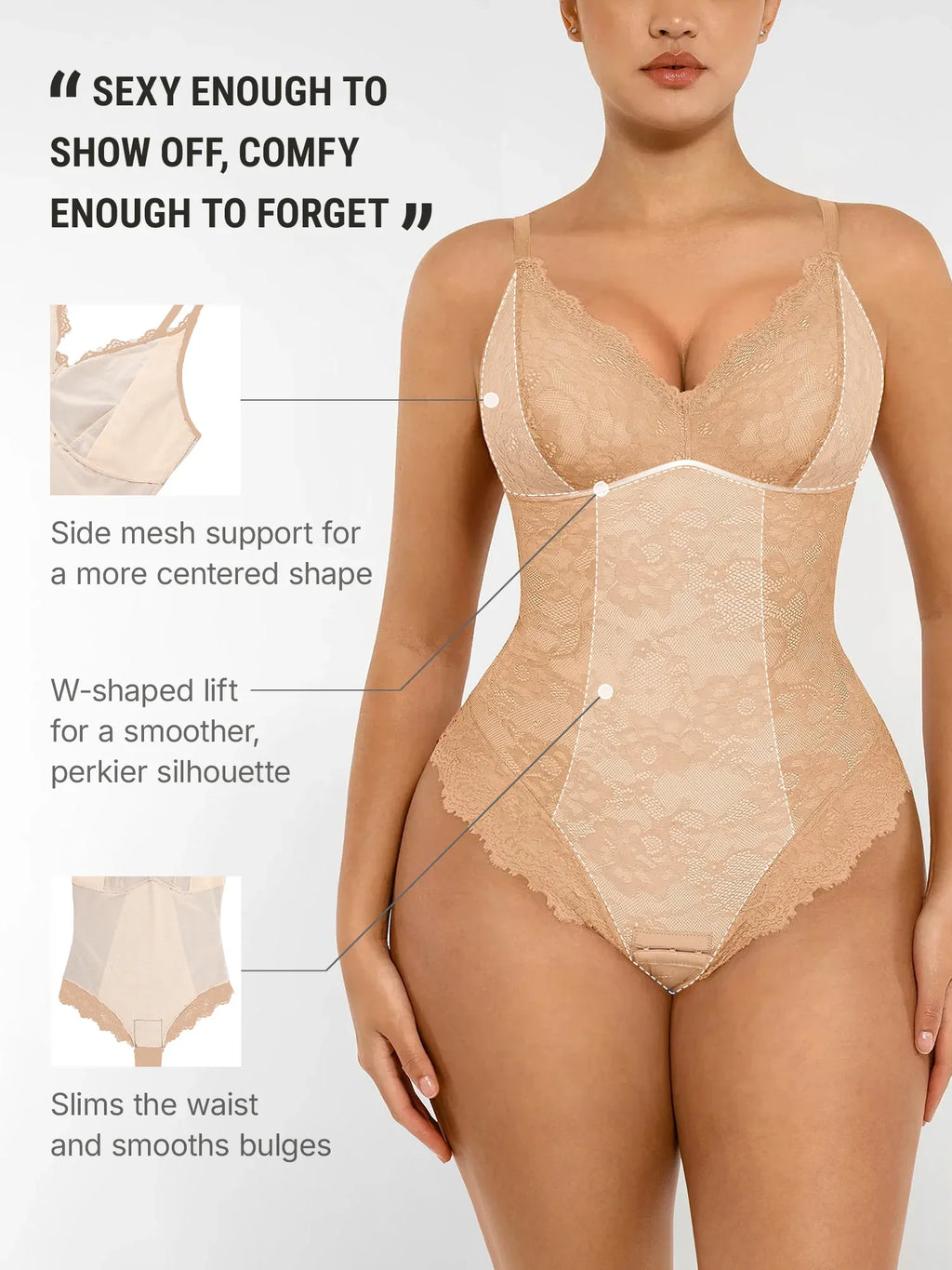 Lace V-Neck Breathable Bodysuit