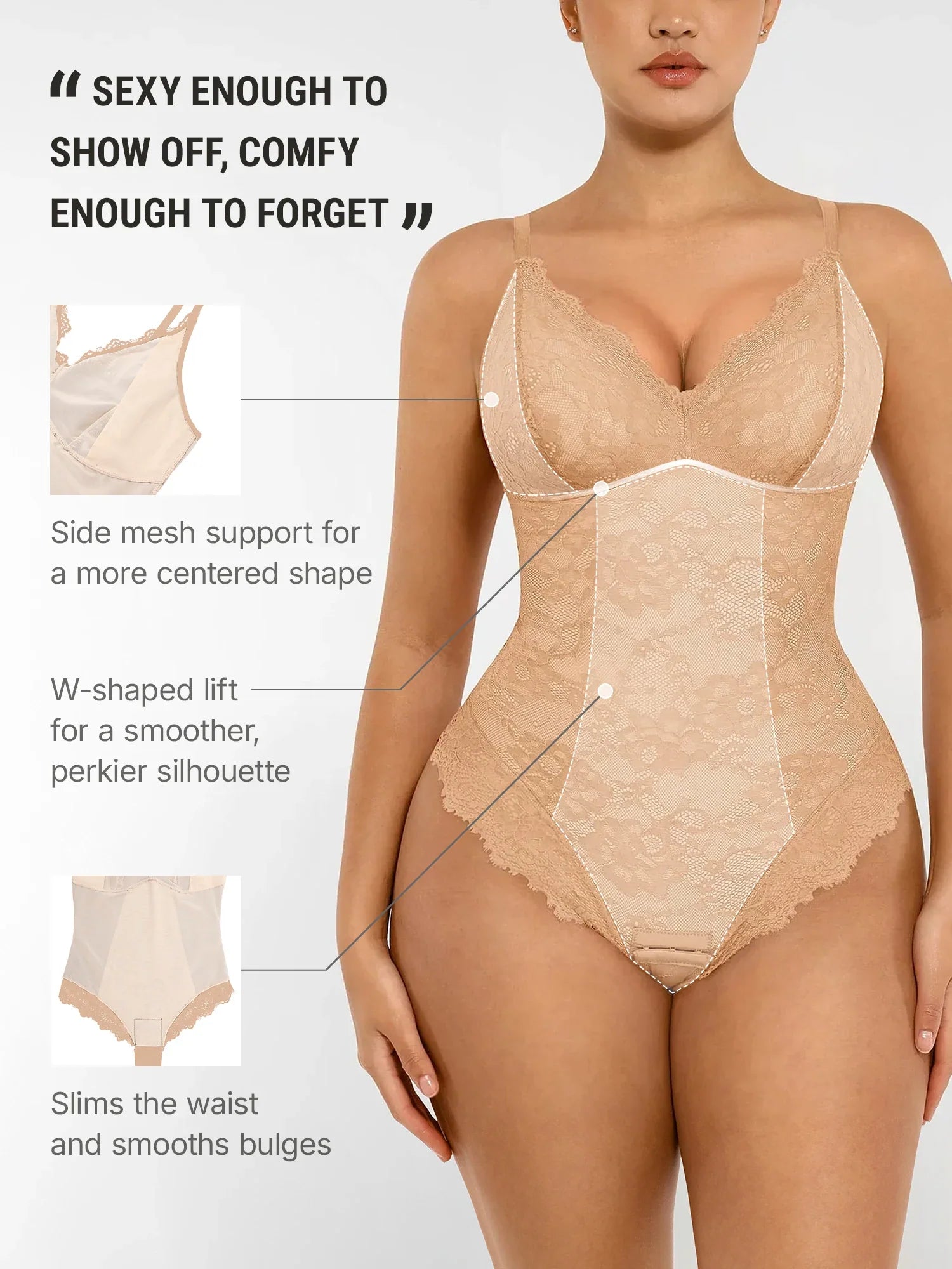 Lace V-Neck Breathable Bodysuit