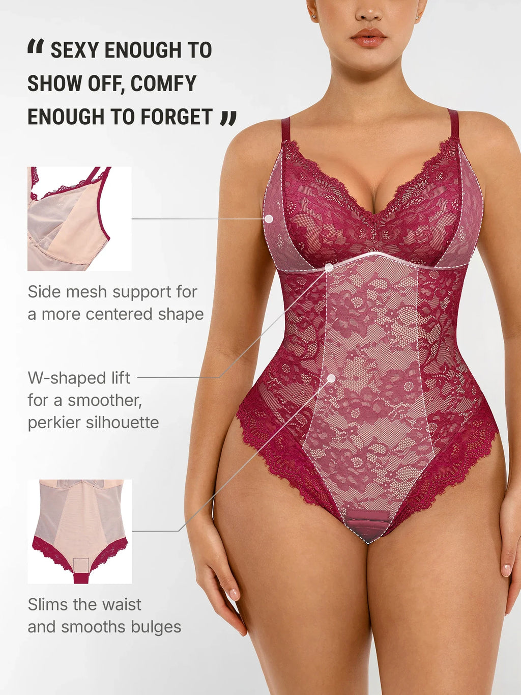 Lace V-Neck Breathable Bodysuit