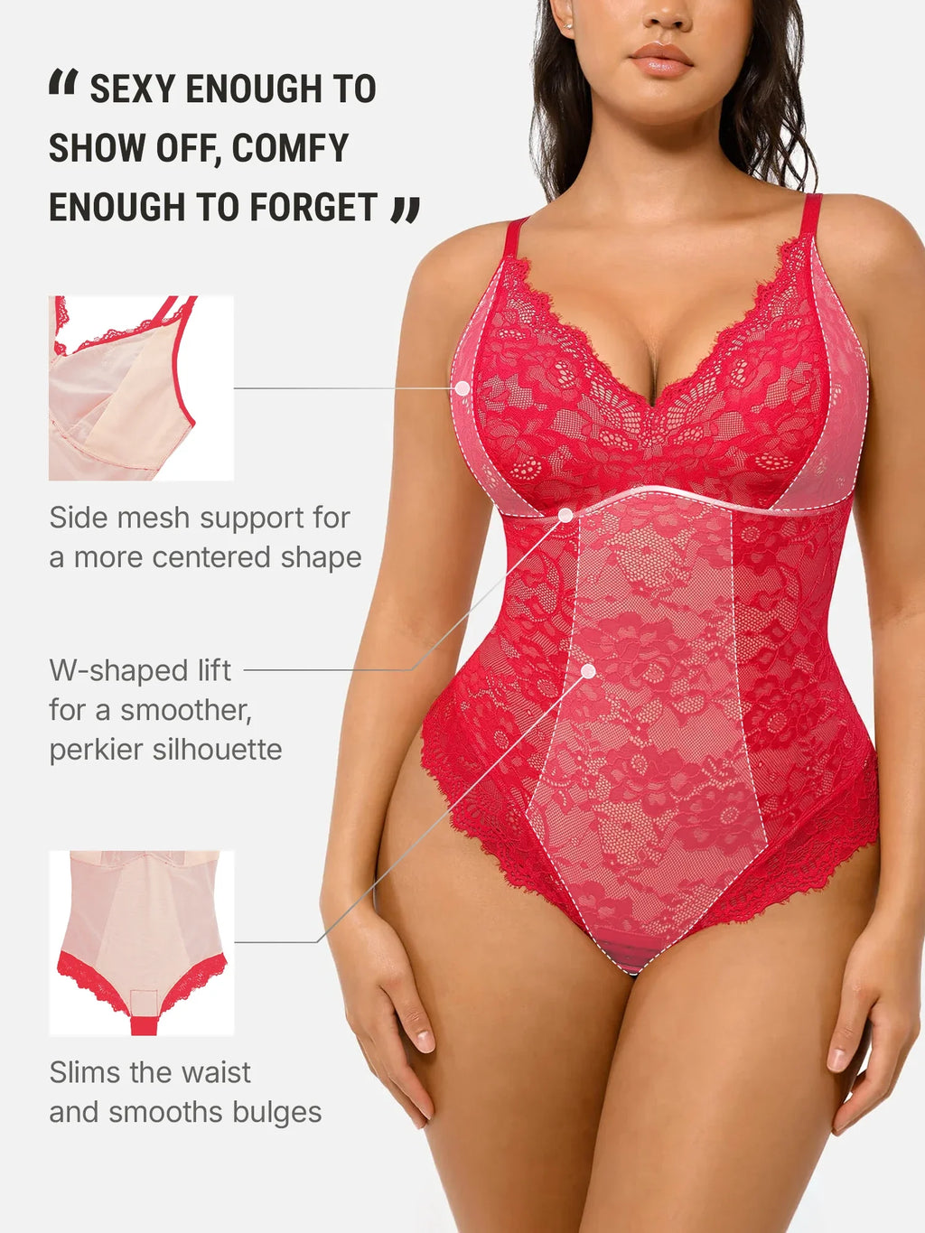 Lace V-Neck Breathable Bodysuit