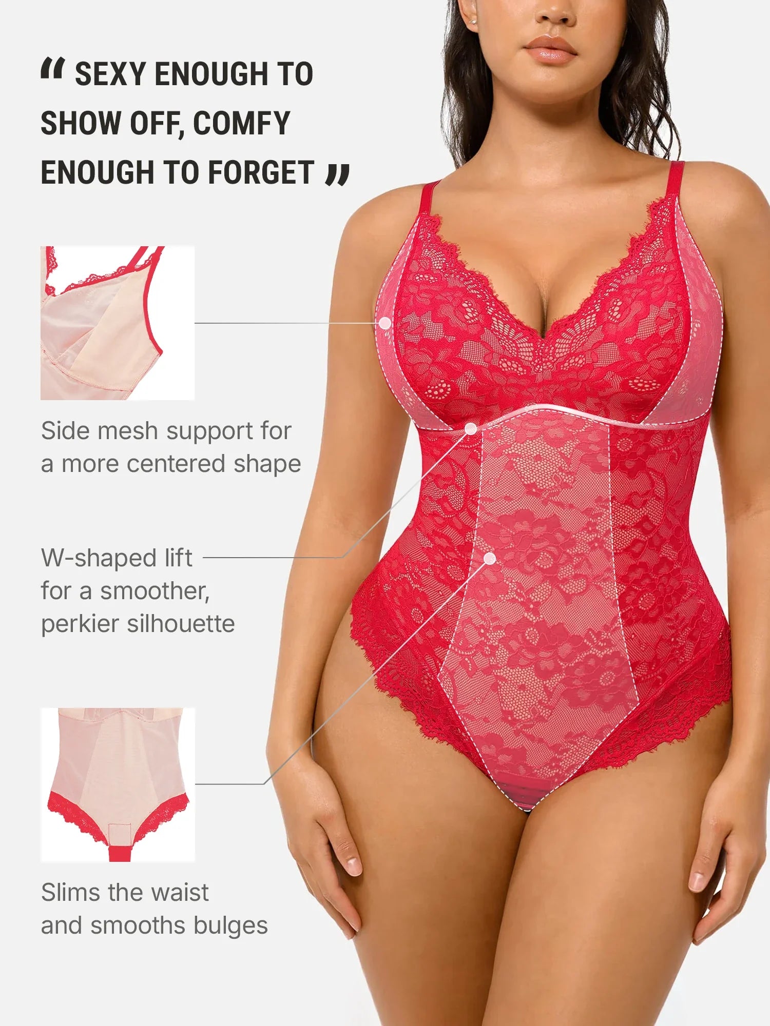 Lace V-Neck Breathable Bodysuit