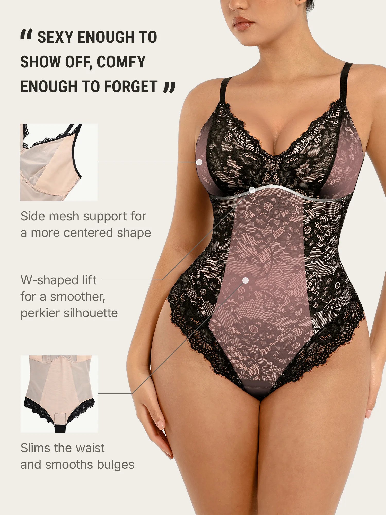Lace V-Neck Breathable Bodysuit