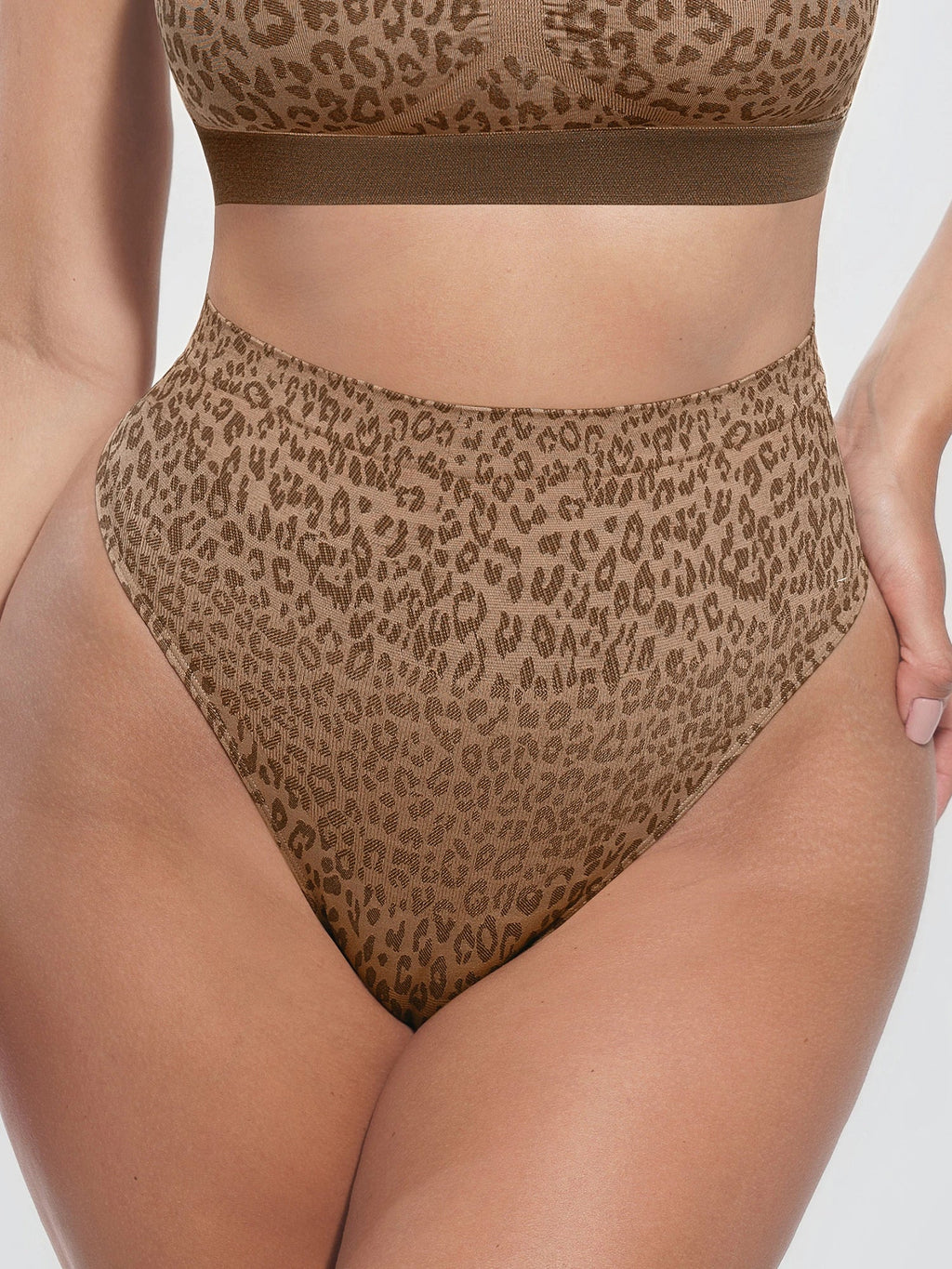 Mid-Waist Leopard Print Tummy Control Thong