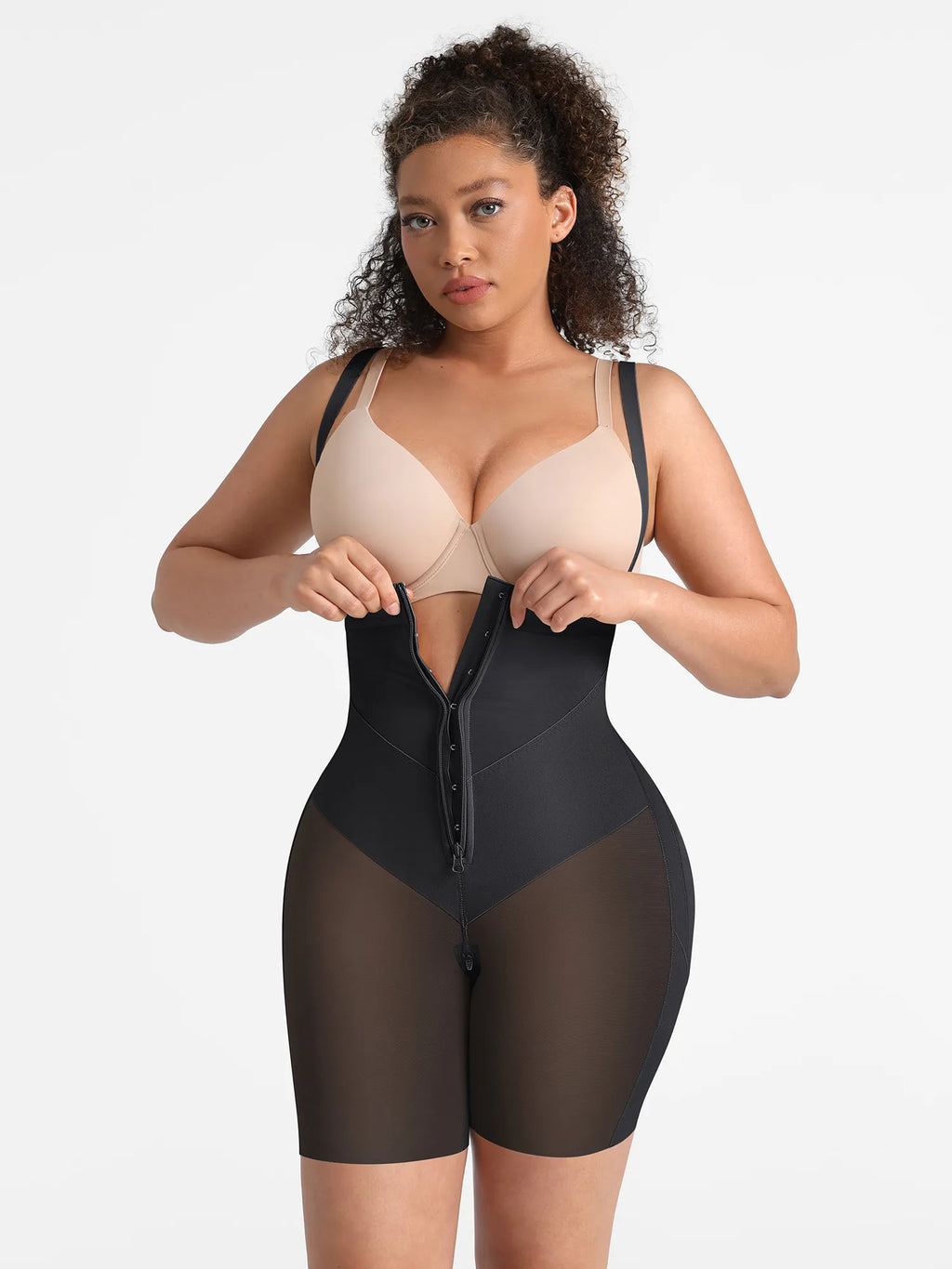 Wide V-neck Belt High-Waist Shaping Shorts