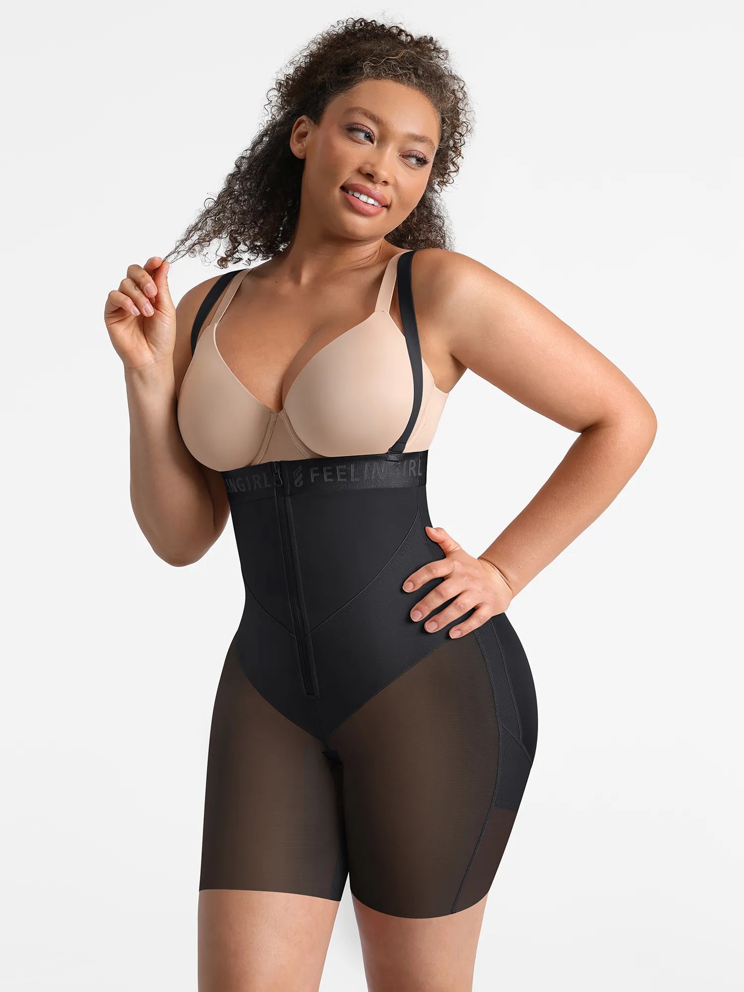 Wide V-neck Belt High-Waist Shaping Shorts