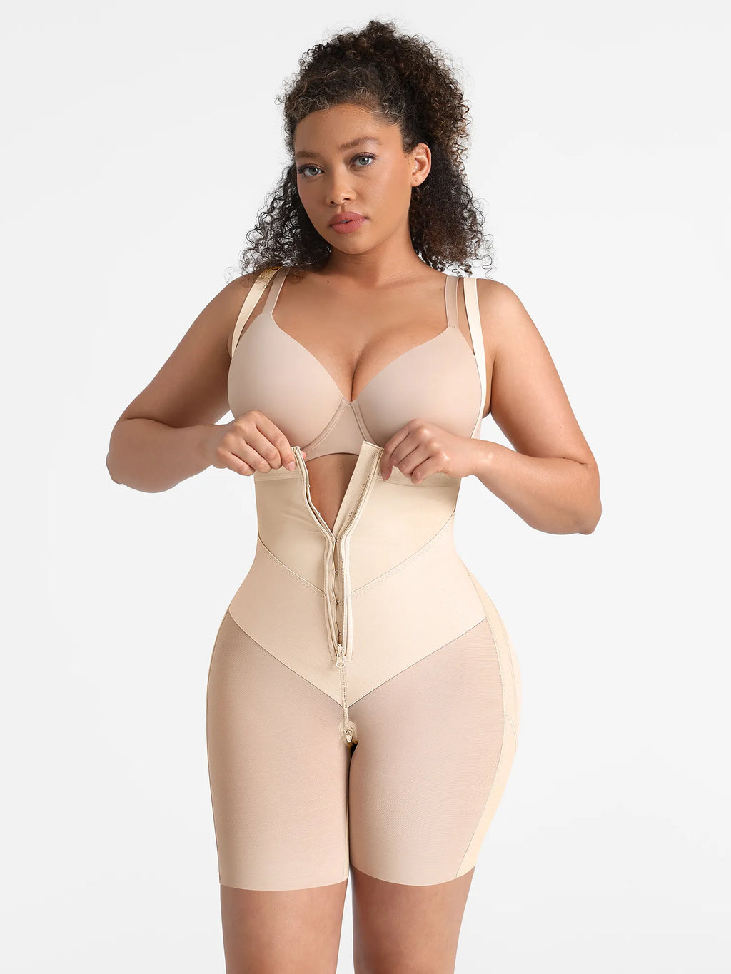 Wide V-neck Belt High-Waist Shaping Shorts
