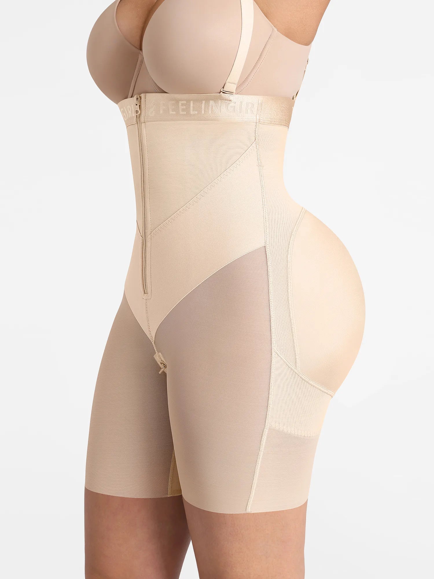 Wide V-neck Belt High-Waist Shaping Shorts
