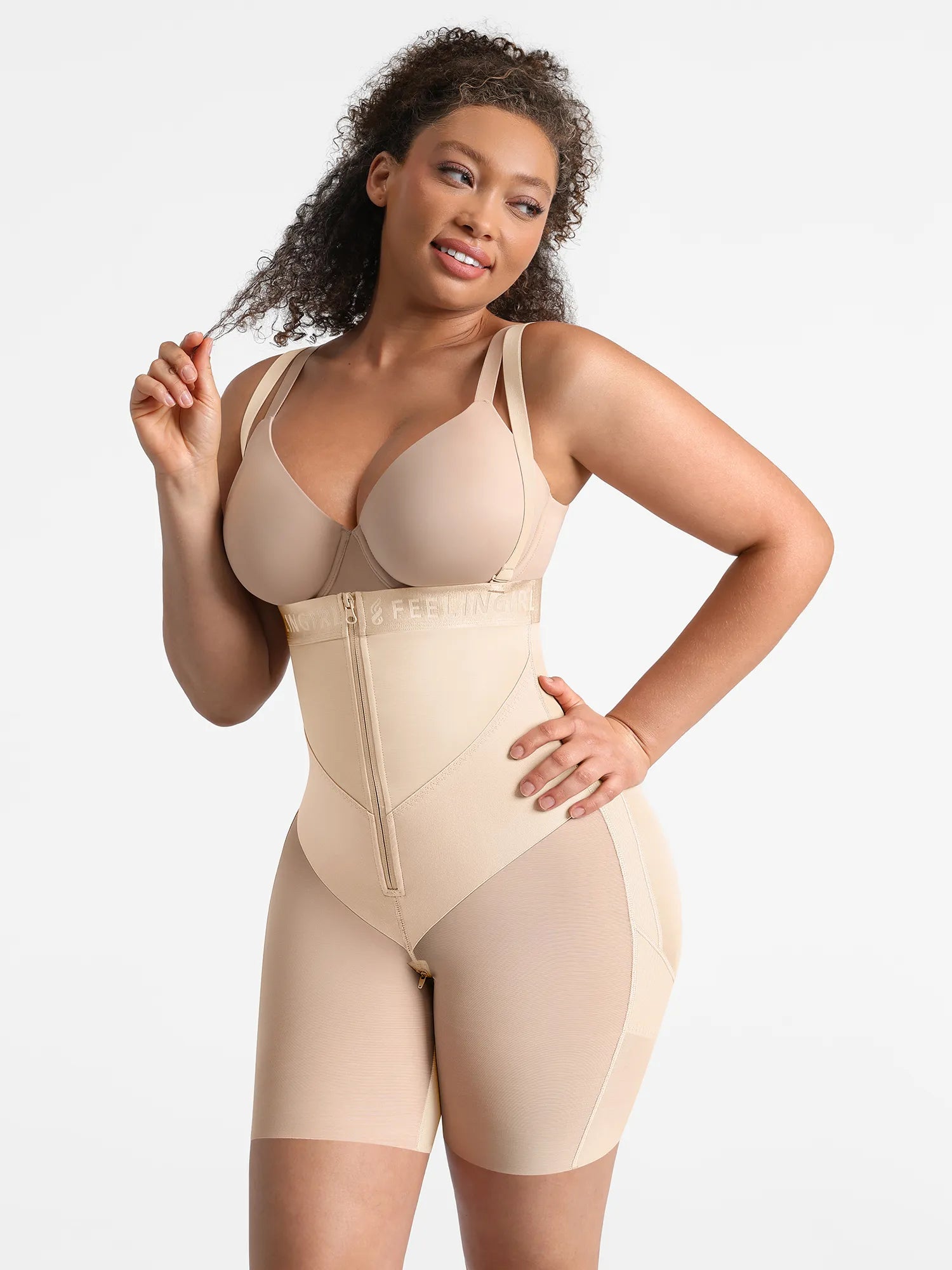 Wide V-neck Belt High-Waist Shaping Shorts