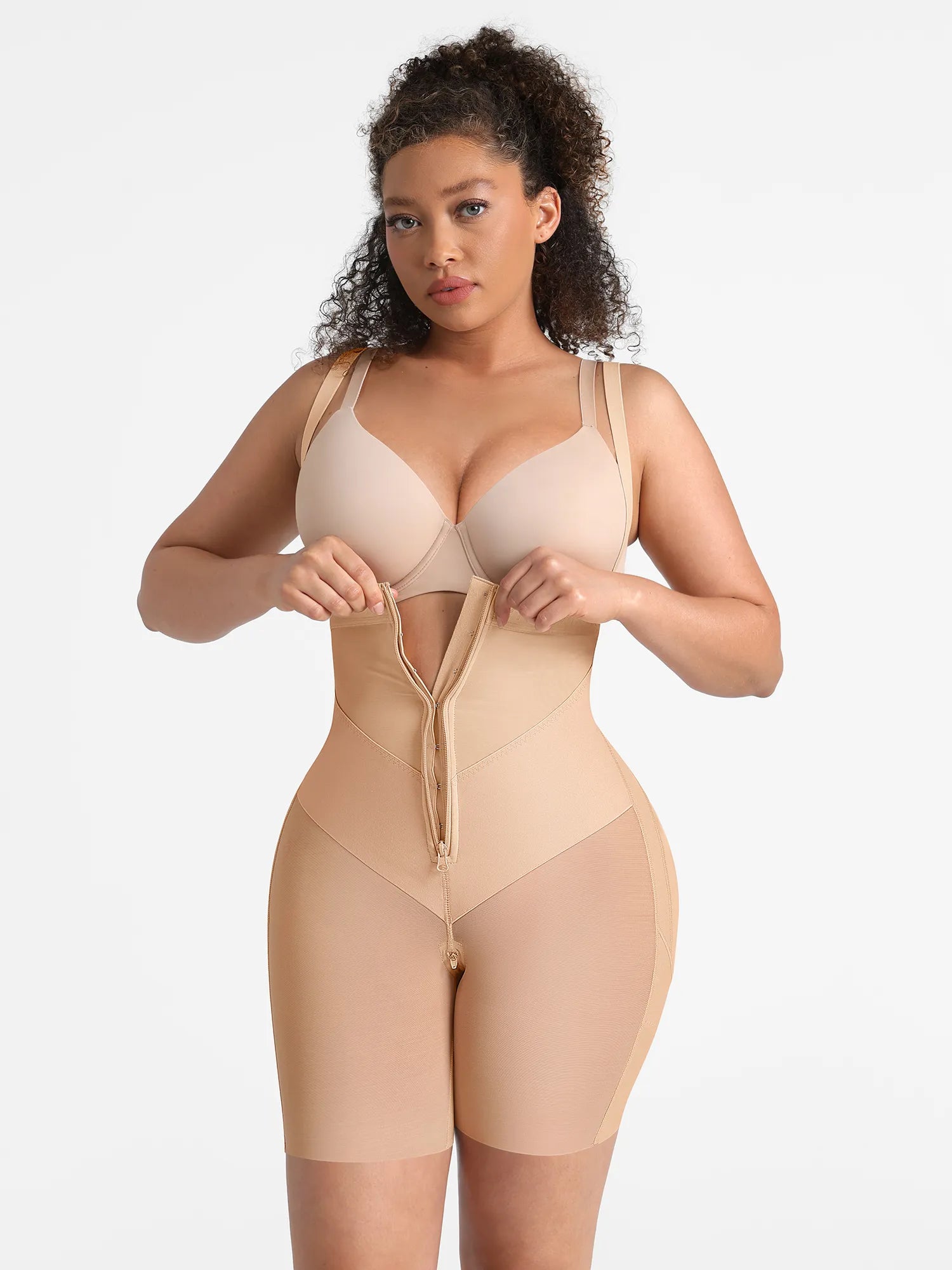 Wide V-neck Belt High-Waist Shaping Shorts