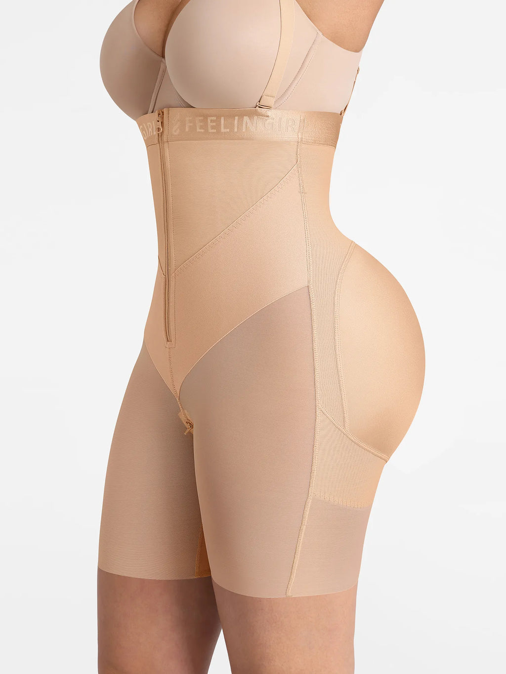 Wide V-neck Belt High-Waist Shaping Shorts