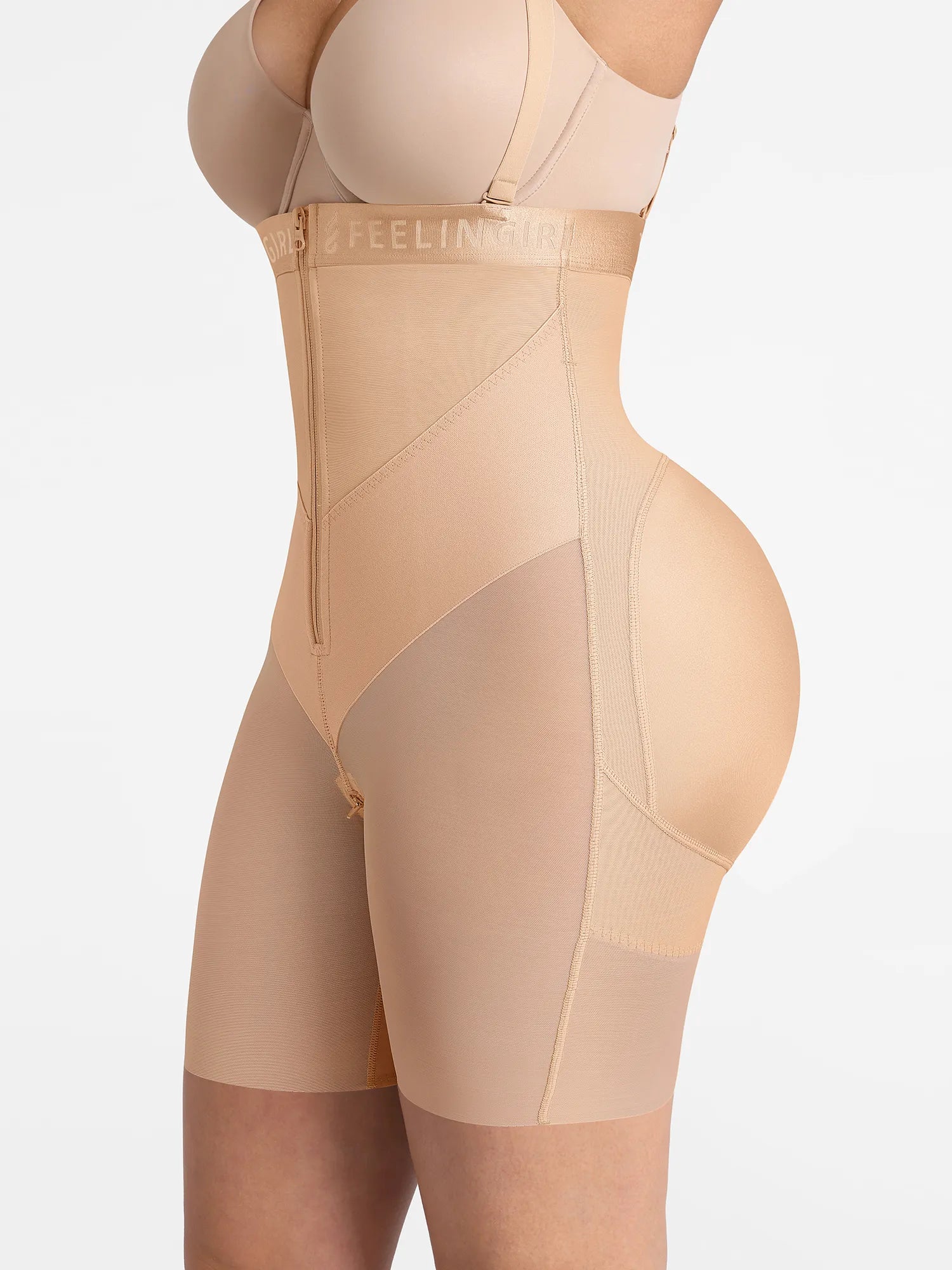 Wide V-neck Belt High-Waist Shaping Shorts