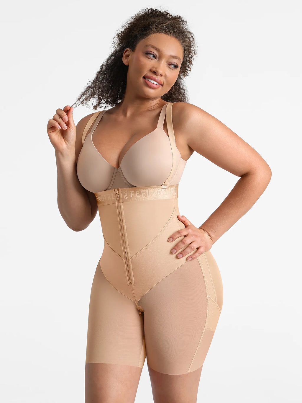 Wide V-neck Belt High-Waist Shaping Shorts