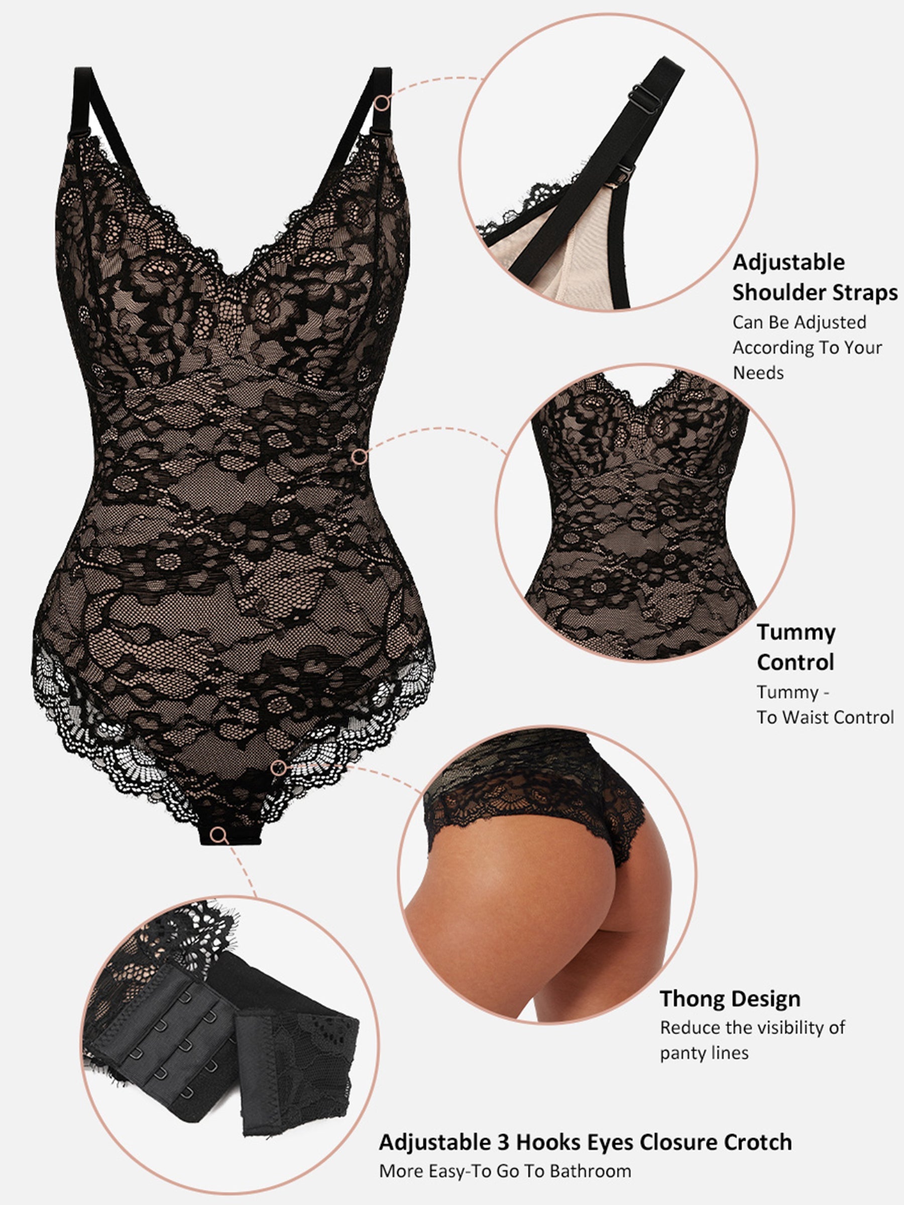 2-Pack Lace V Neck Bodysuit Bundle