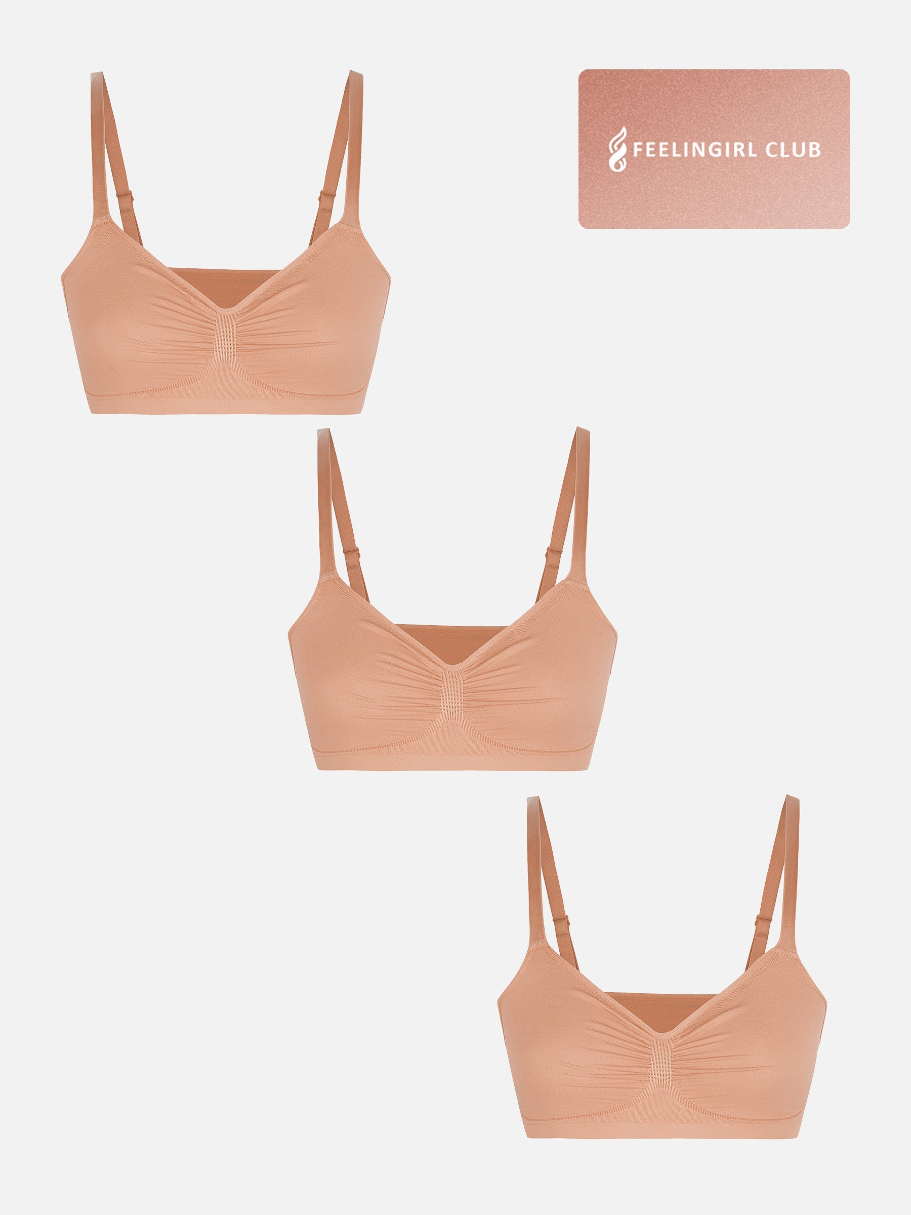 3-Pack Seamless Smooth Wireless Bra Bundle