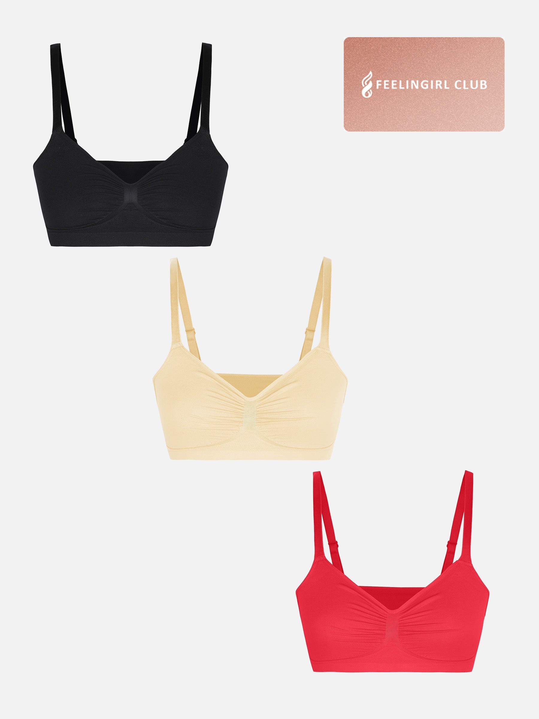 3-Pack Seamless Smooth Wireless Bra Bundle