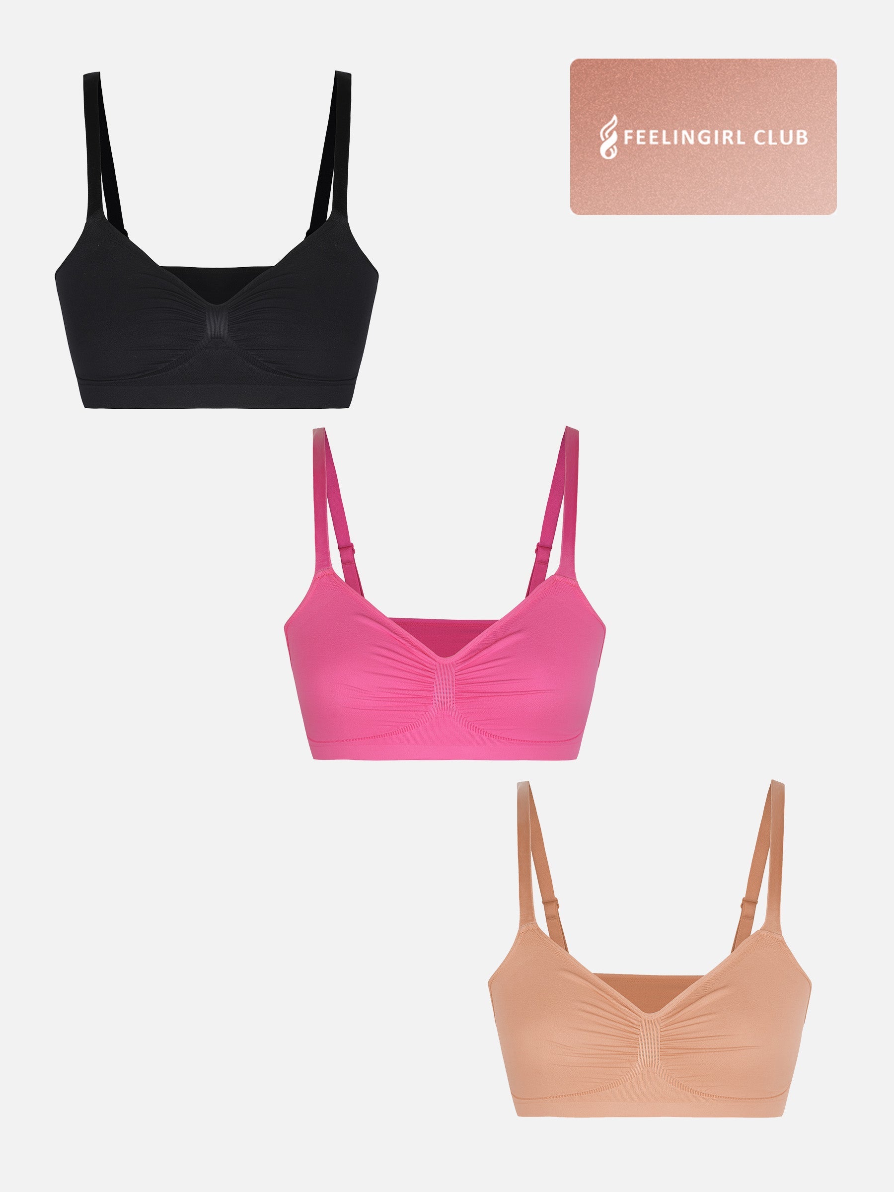 3-Pack Seamless Smooth Wireless Bra Bundle