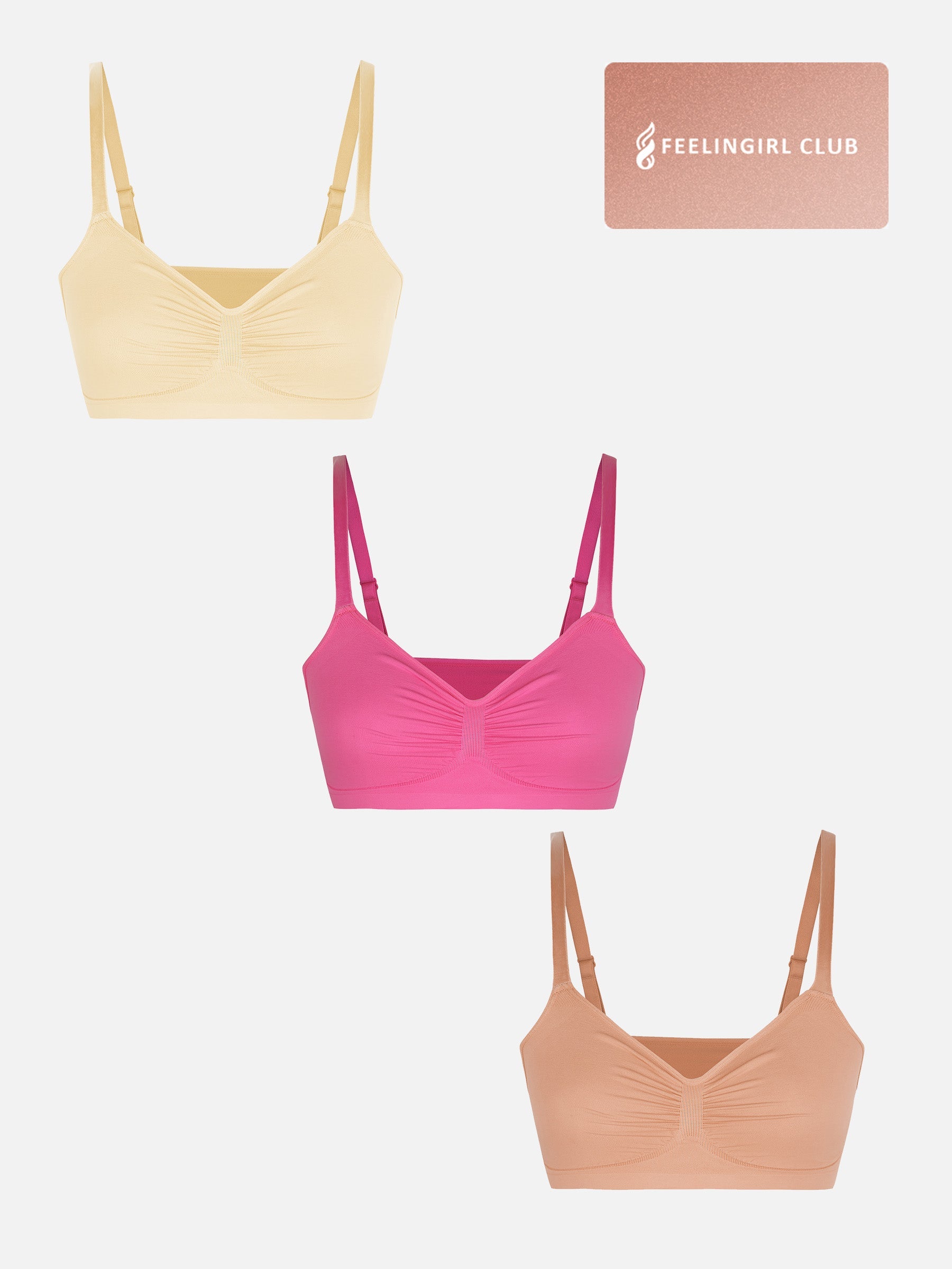 3-Pack Seamless Smooth Wireless Bra Bundle