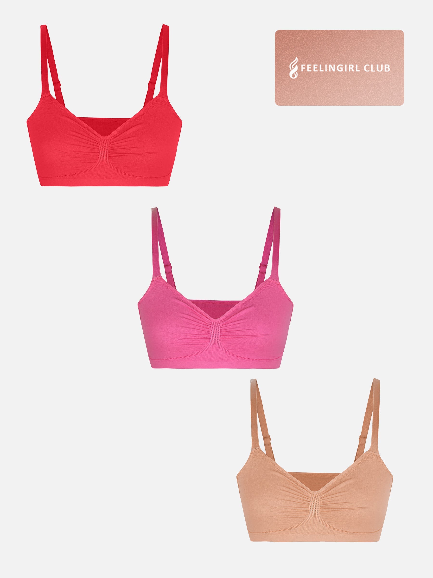 3-Pack Seamless Smooth Wireless Bra Bundle