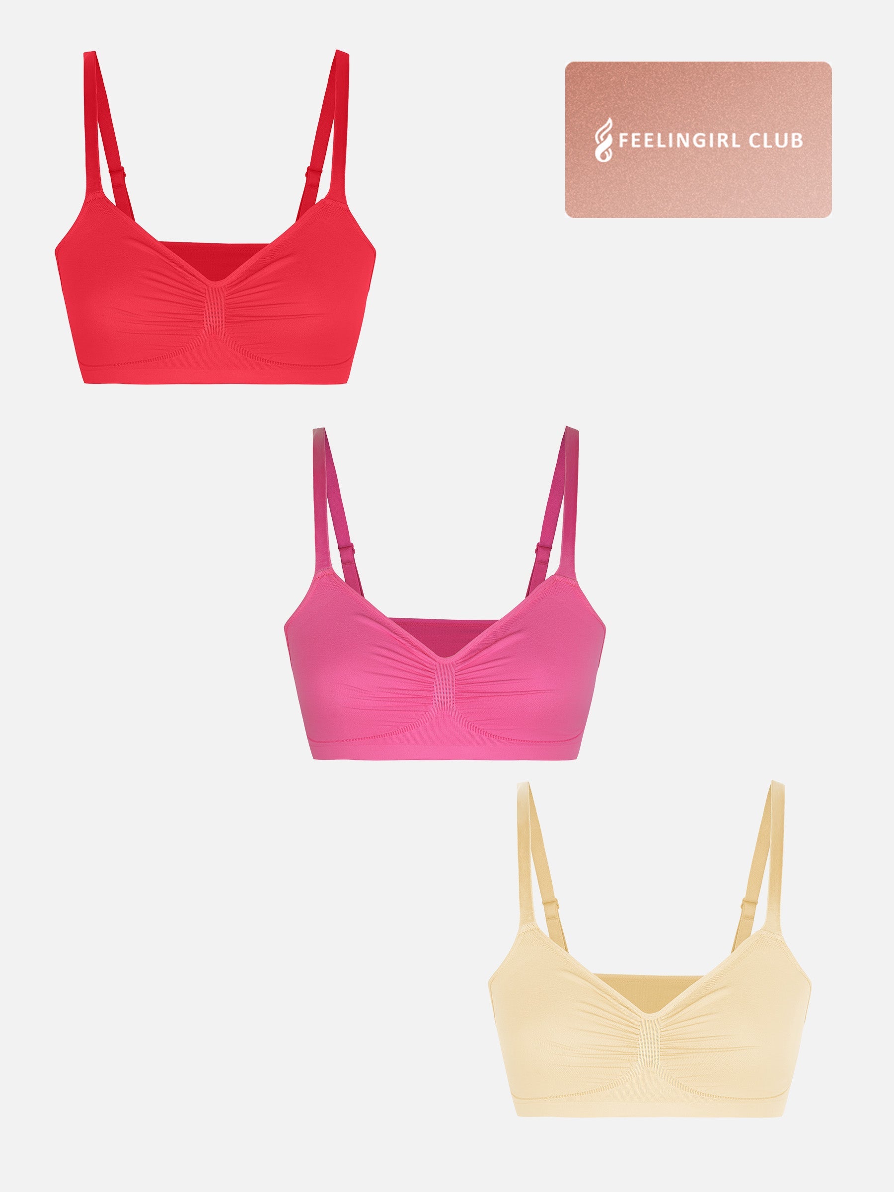 3-Pack Seamless Smooth Wireless Bra Bundle