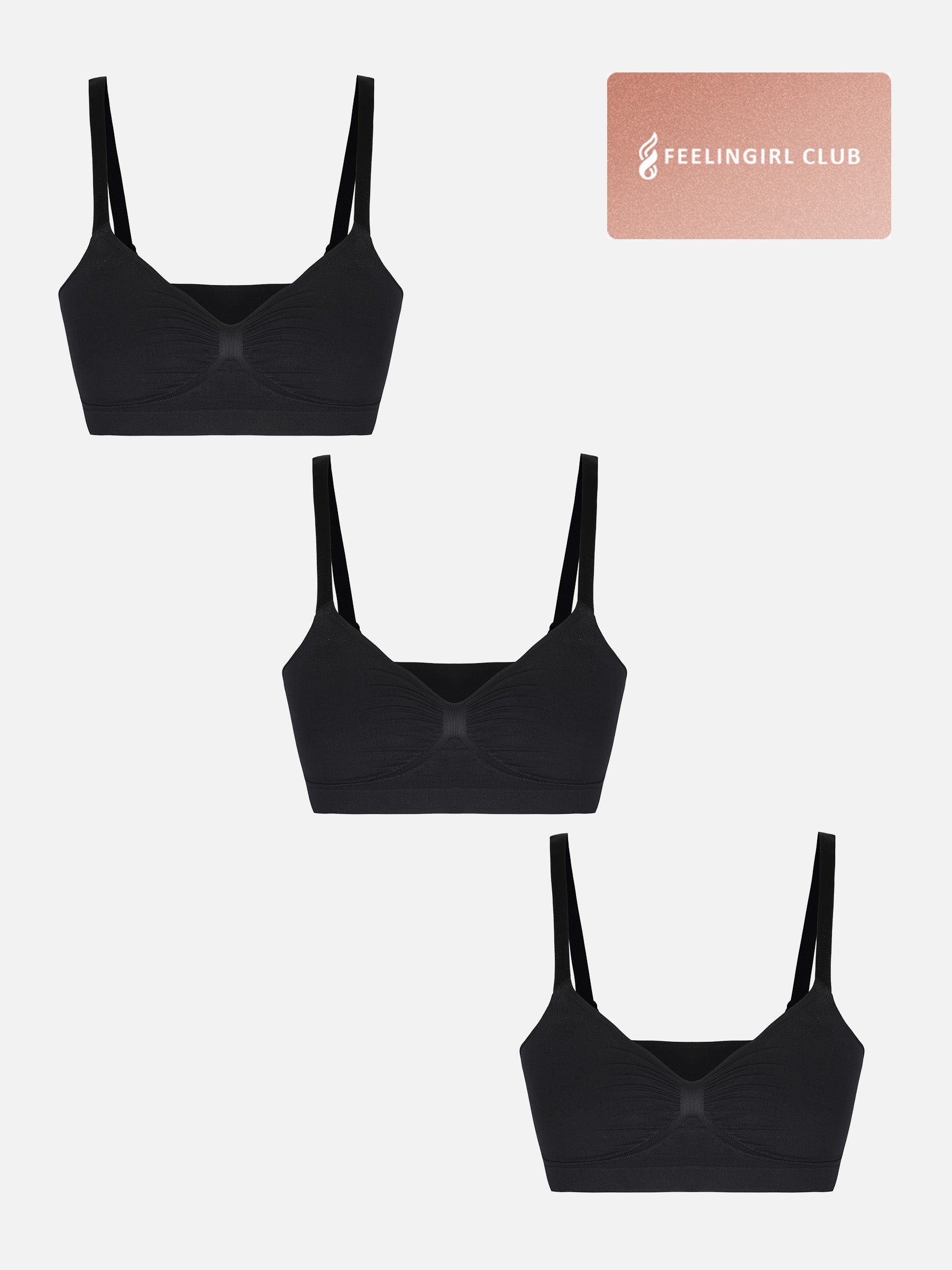 3-Pack Seamless Smooth Wireless Bra Bundle