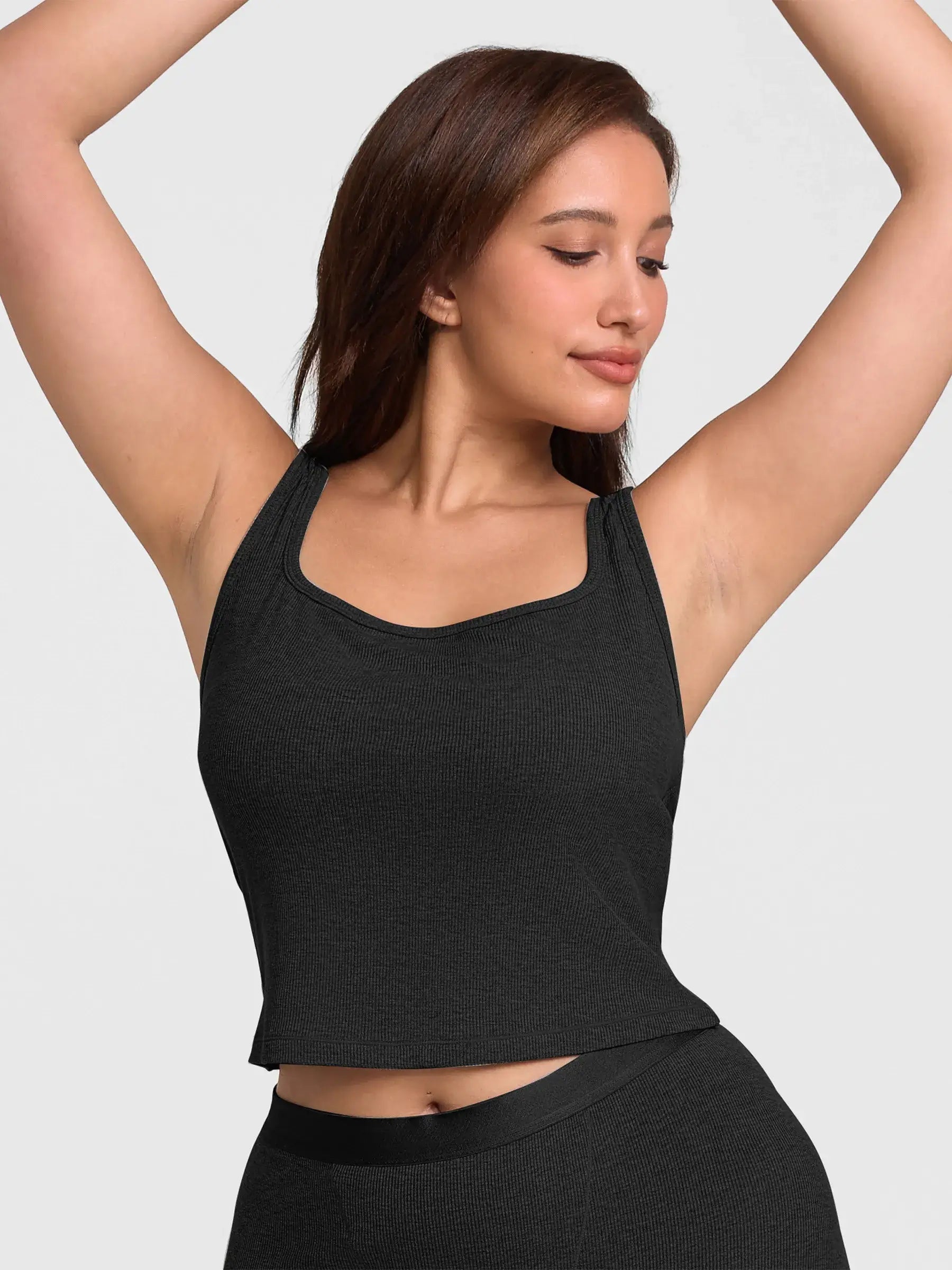 Ribbed Square-Neck Lounge Tank Top