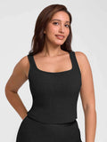 Ribbed Square-Neck Lounge Tank Top