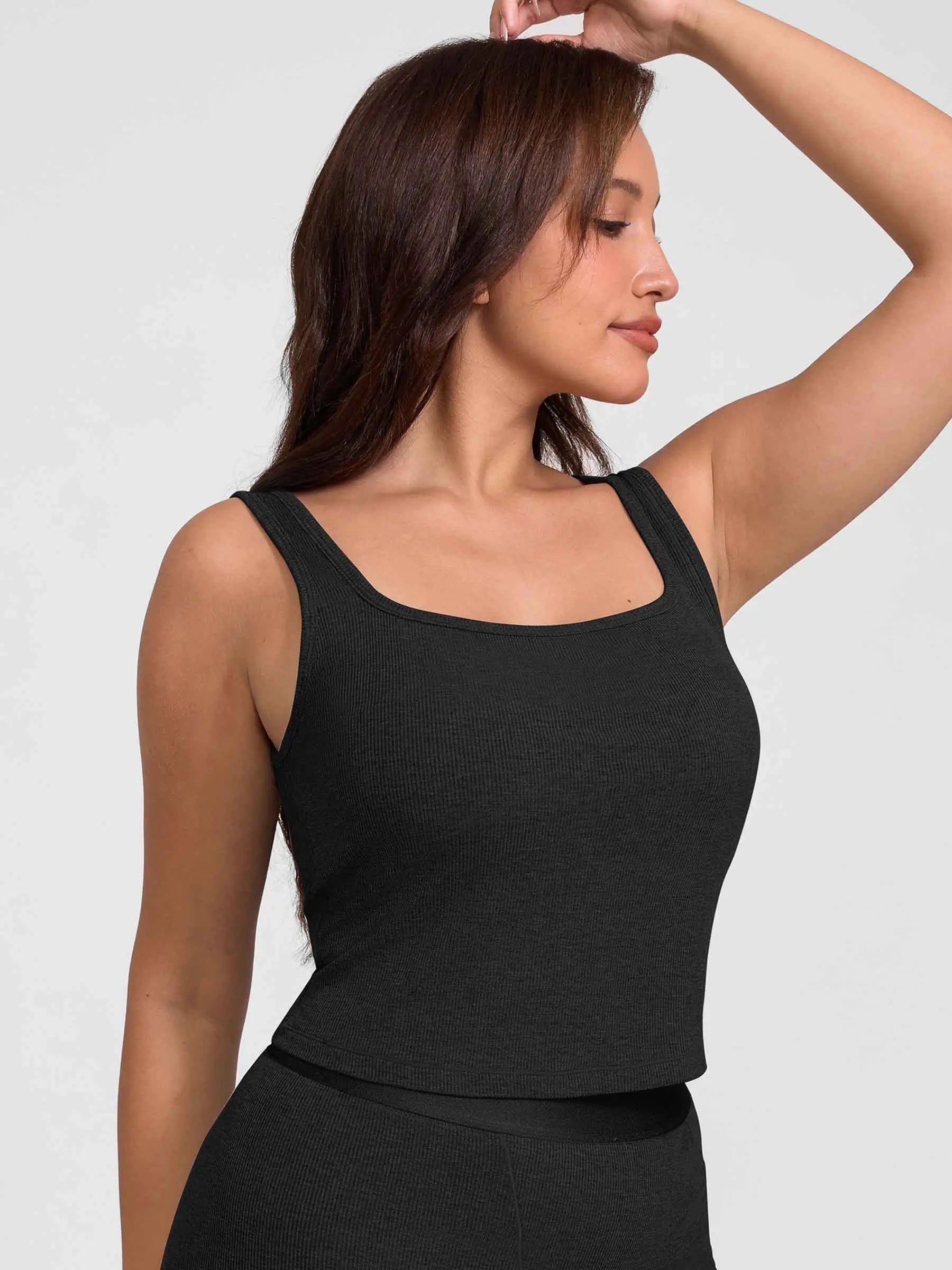 Ribbed Square-Neck Lounge Tank Top
