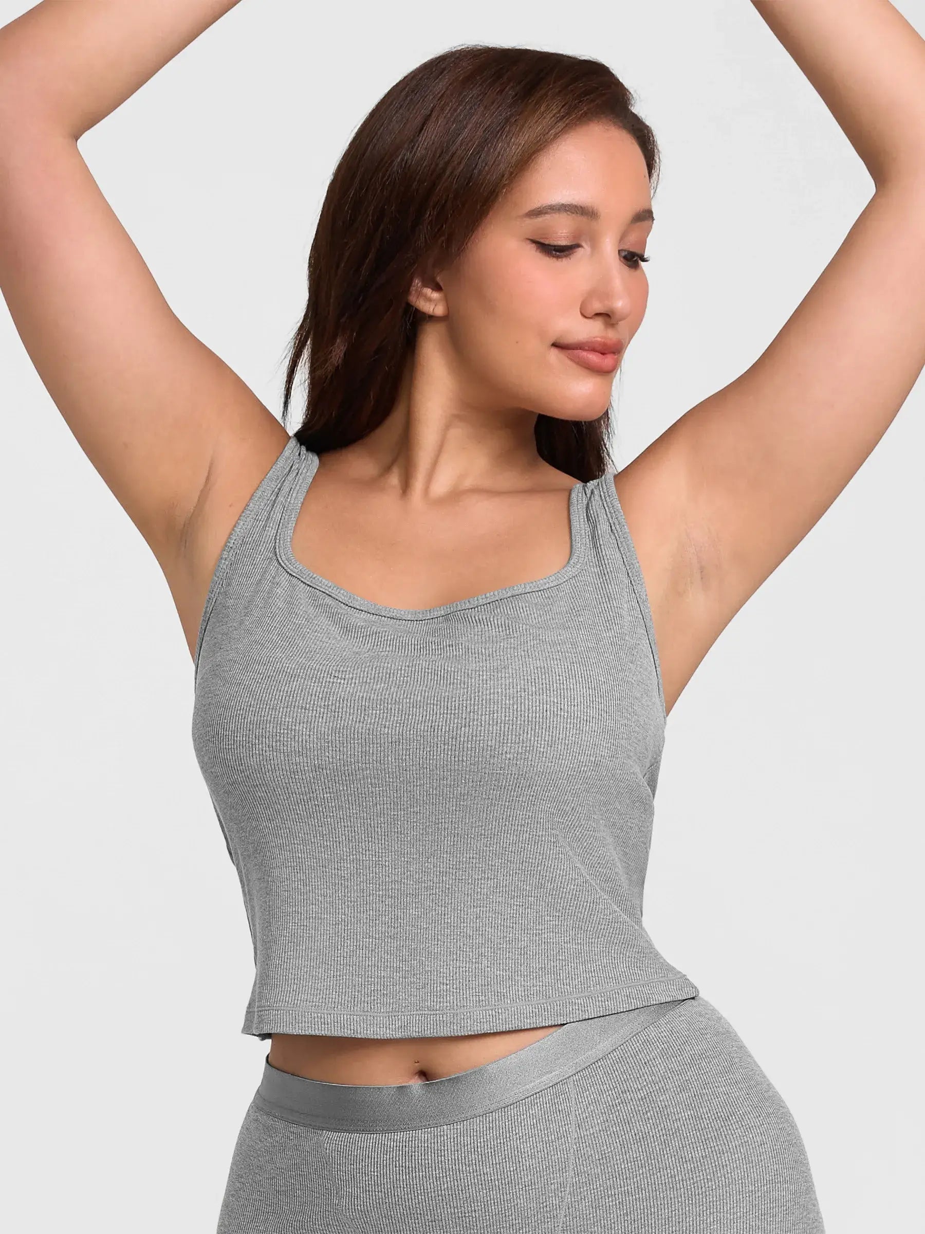Ribbed Square-Neck Lounge Tank Top