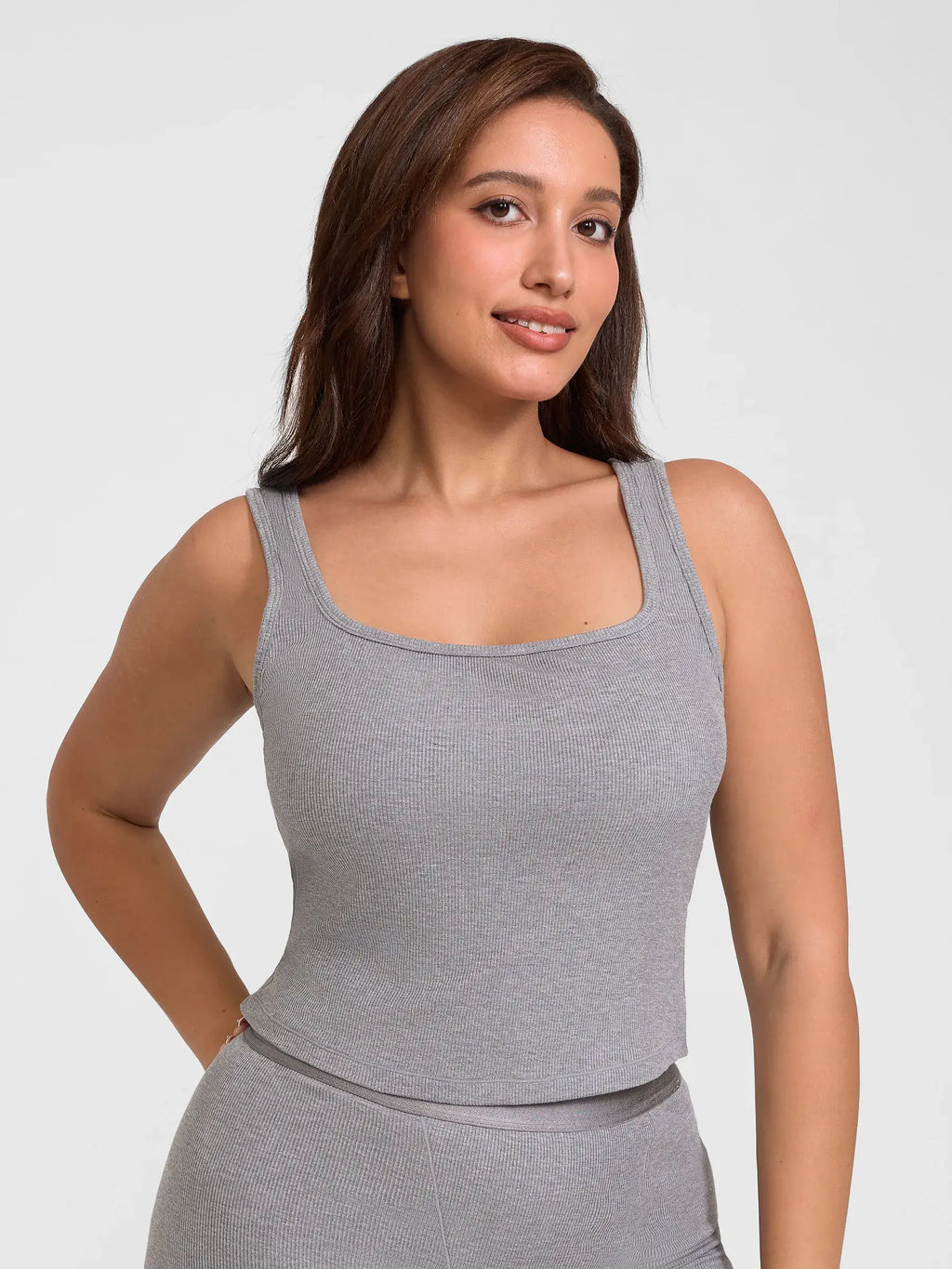 Ribbed Square-Neck Lounge Tank Top