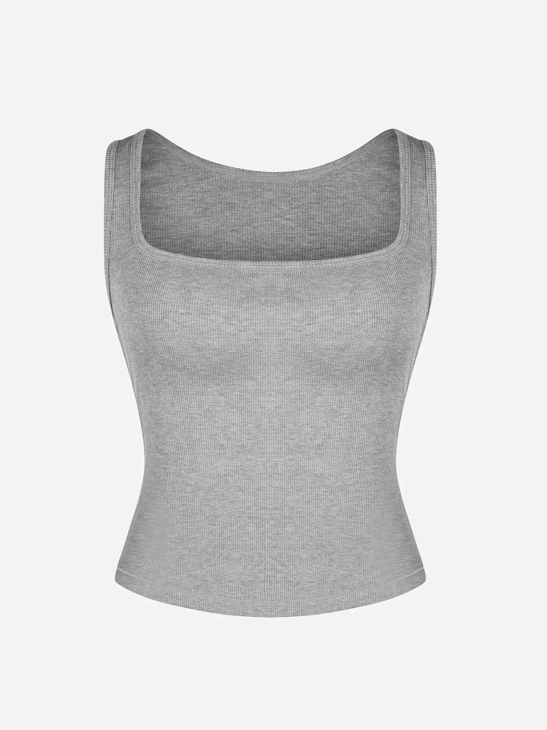 Ribbed Square-Neck Lounge Tank Top
