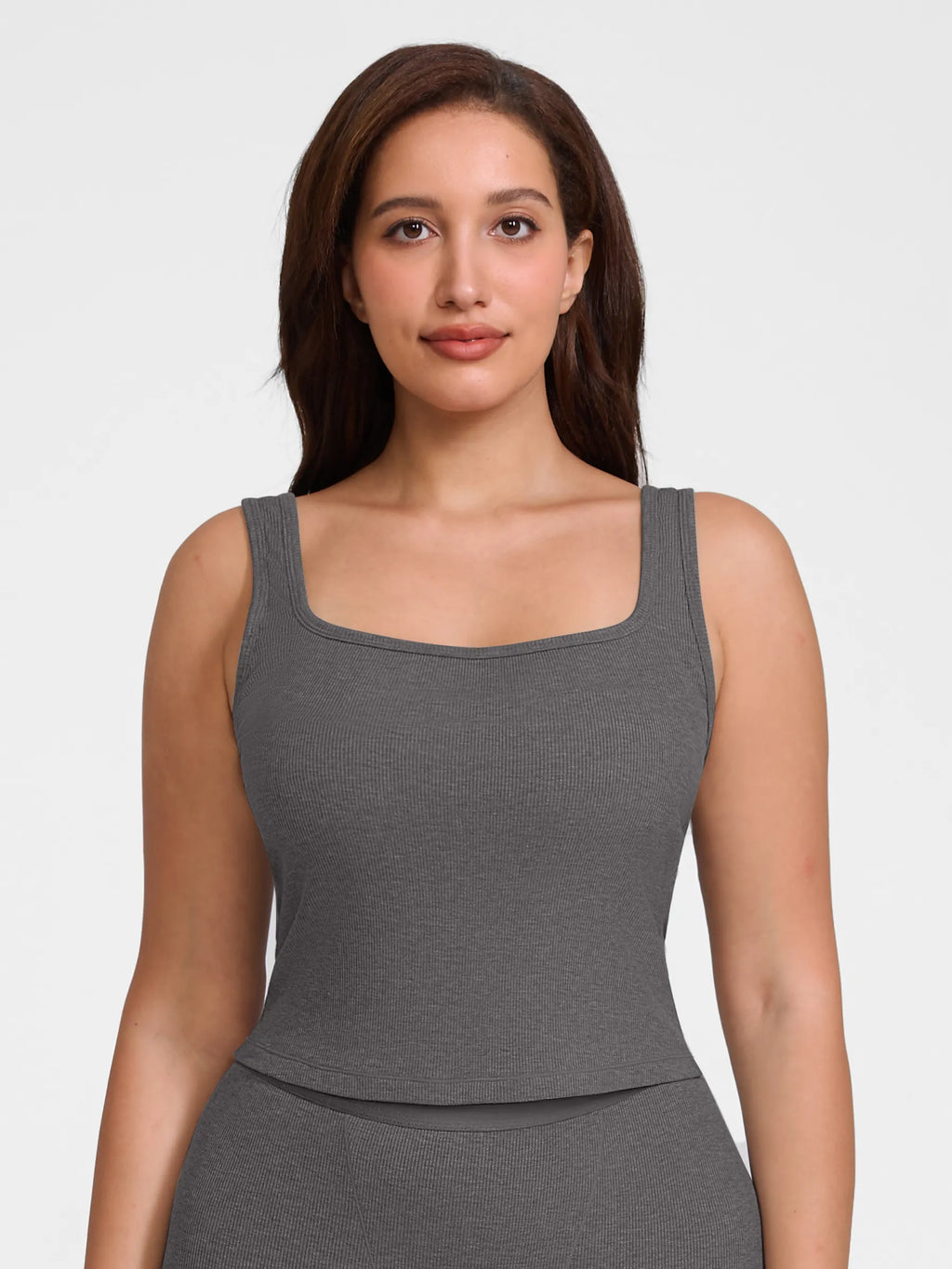 Ribbed Square-Neck Lounge Tank Top