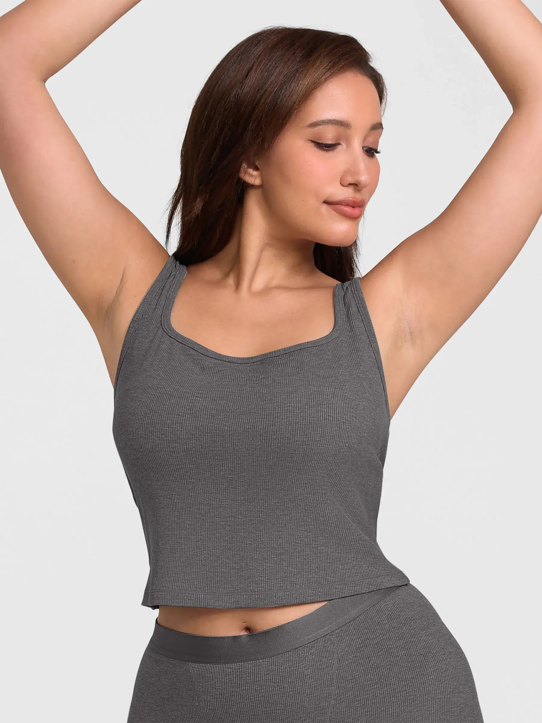 Ribbed Square-Neck Lounge Tank Top