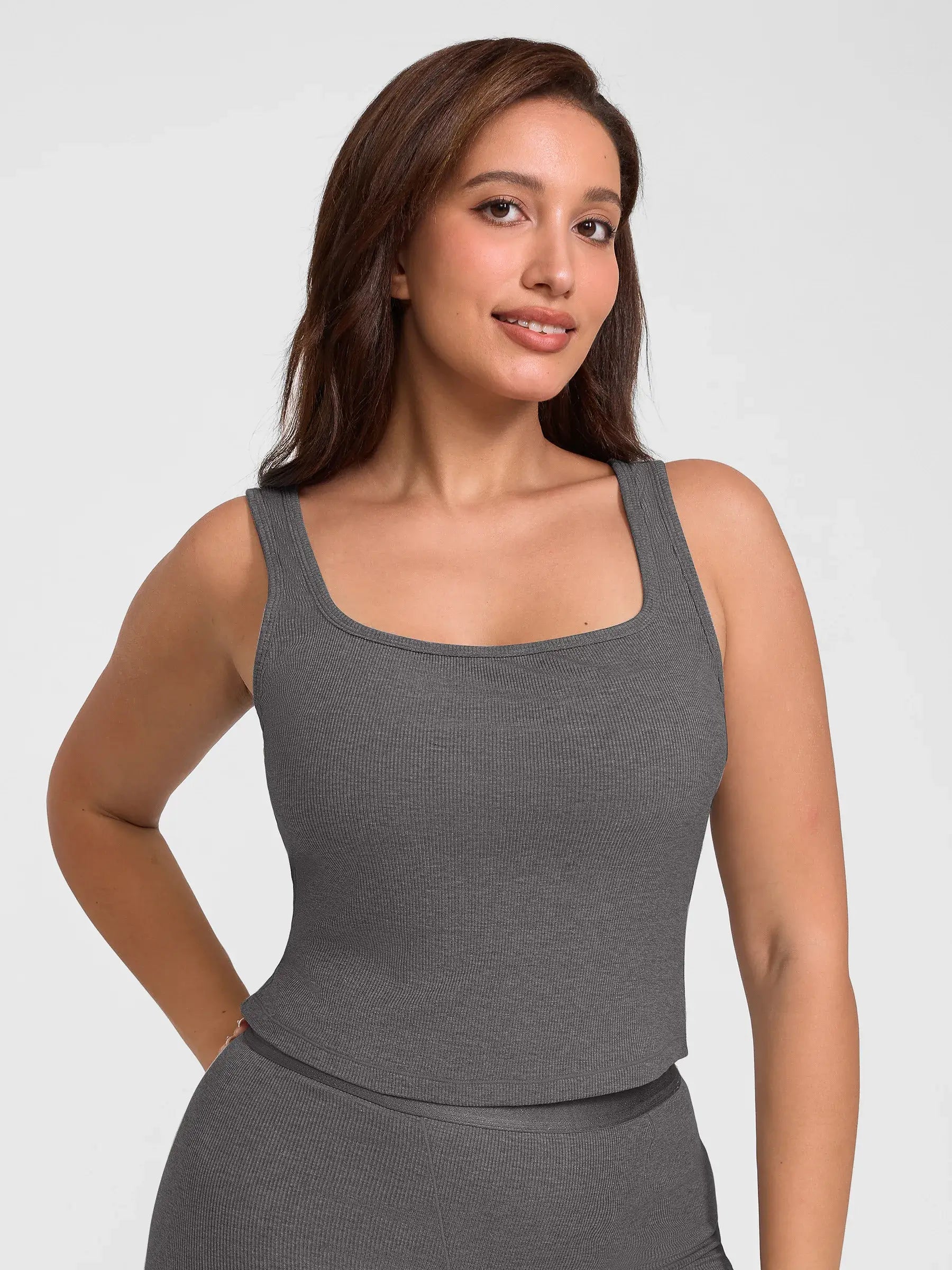 Ribbed Square-Neck Lounge Tank Top