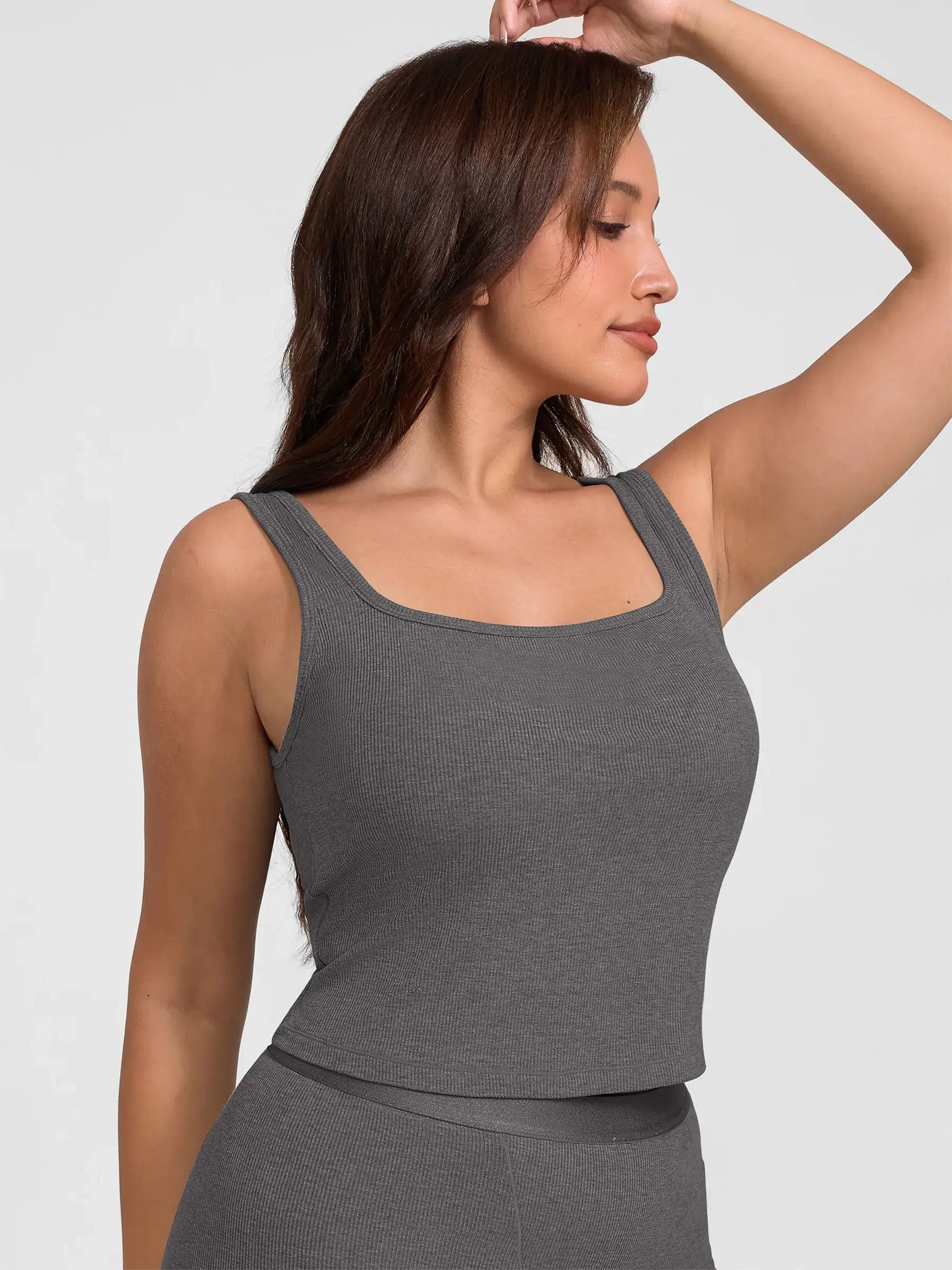 Ribbed Square-Neck Lounge Tank Top