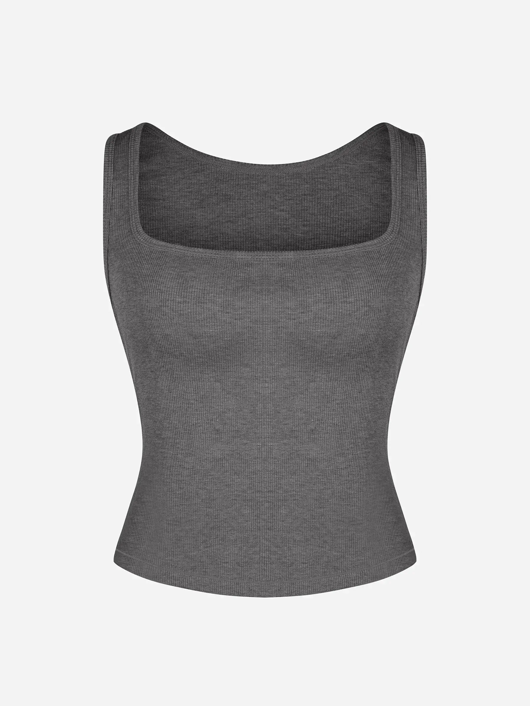 Ribbed Square-Neck Lounge Tank Top