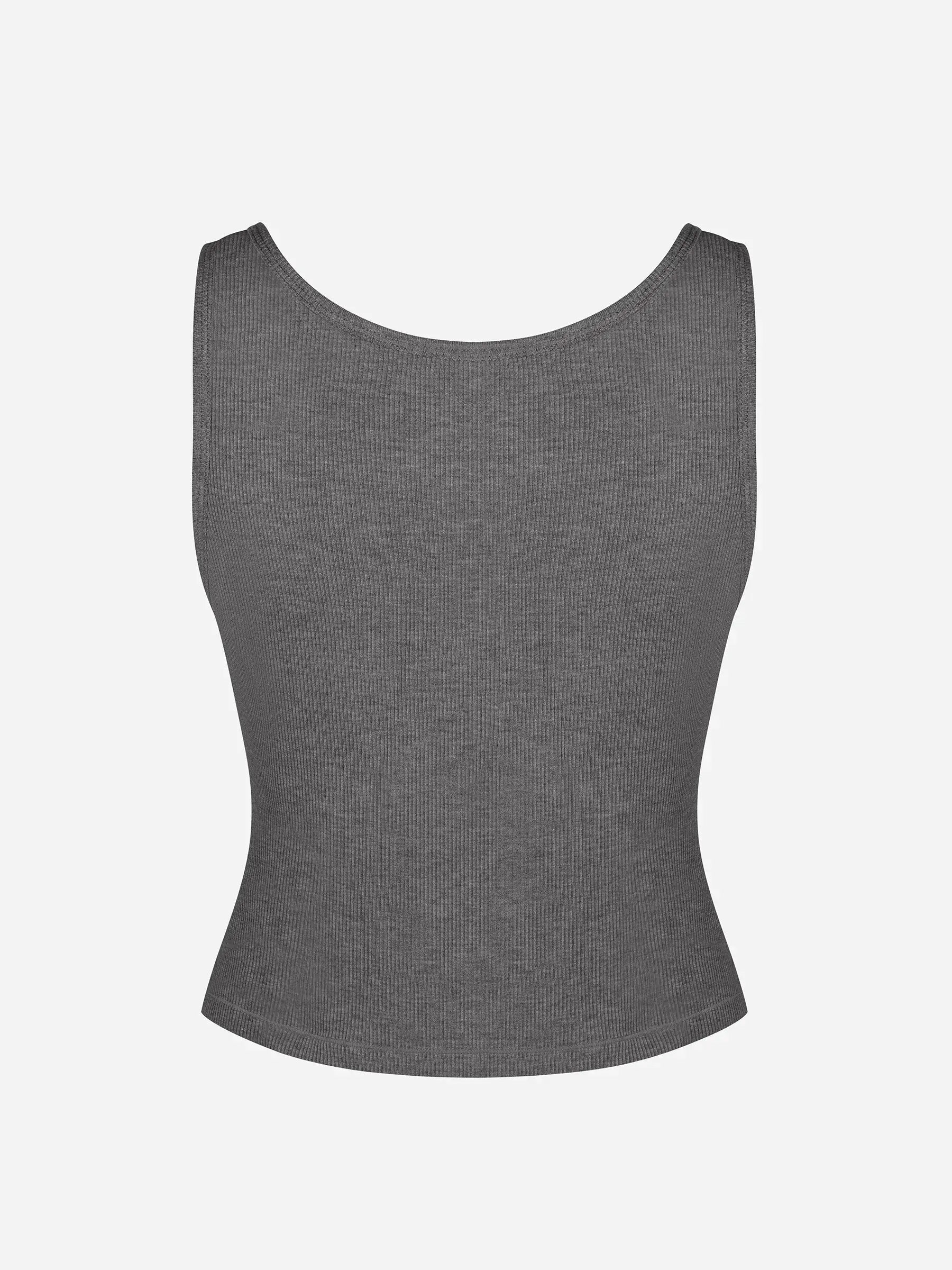 Ribbed Square-Neck Lounge Tank Top