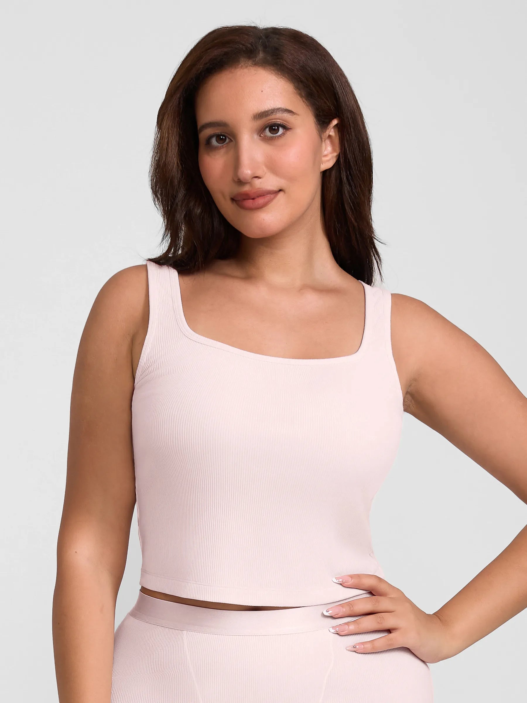 Ribbed Square-Neck Lounge Tank Top