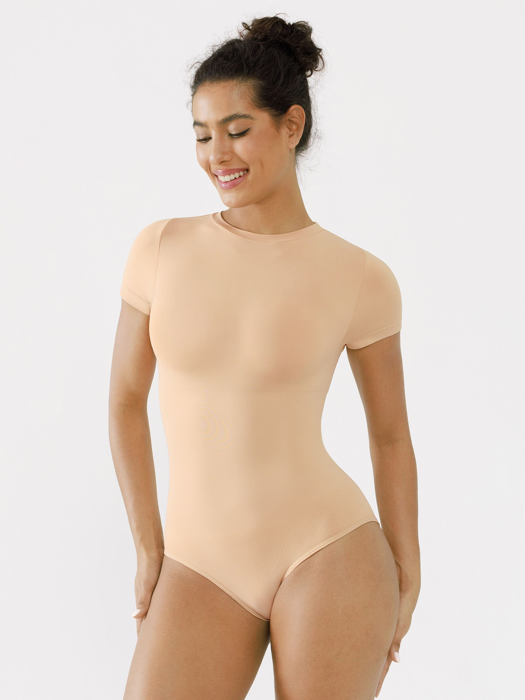 Crew Neck Seamless Short Sleeve Bodysuit