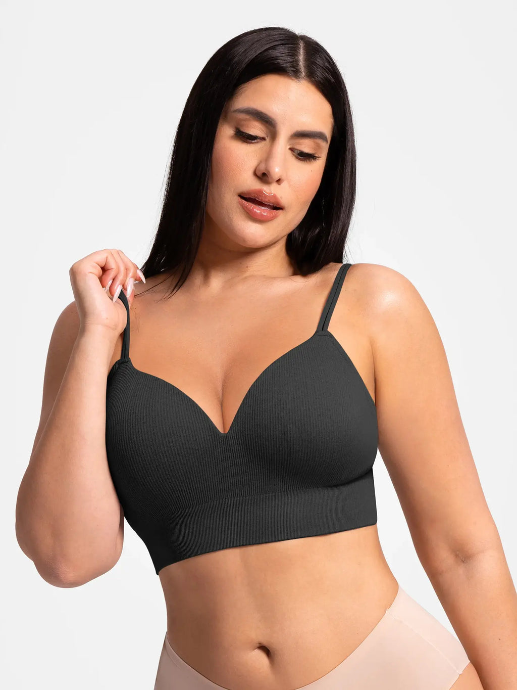 Lift Adjustable Seamless Wireless Ribbed Bra