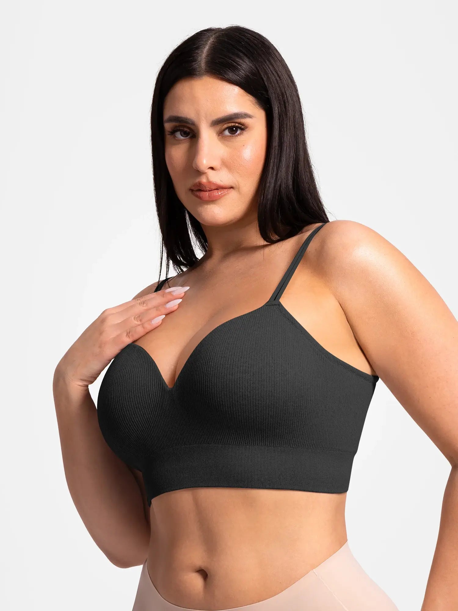 Lift Adjustable Seamless Wireless Ribbed Bra