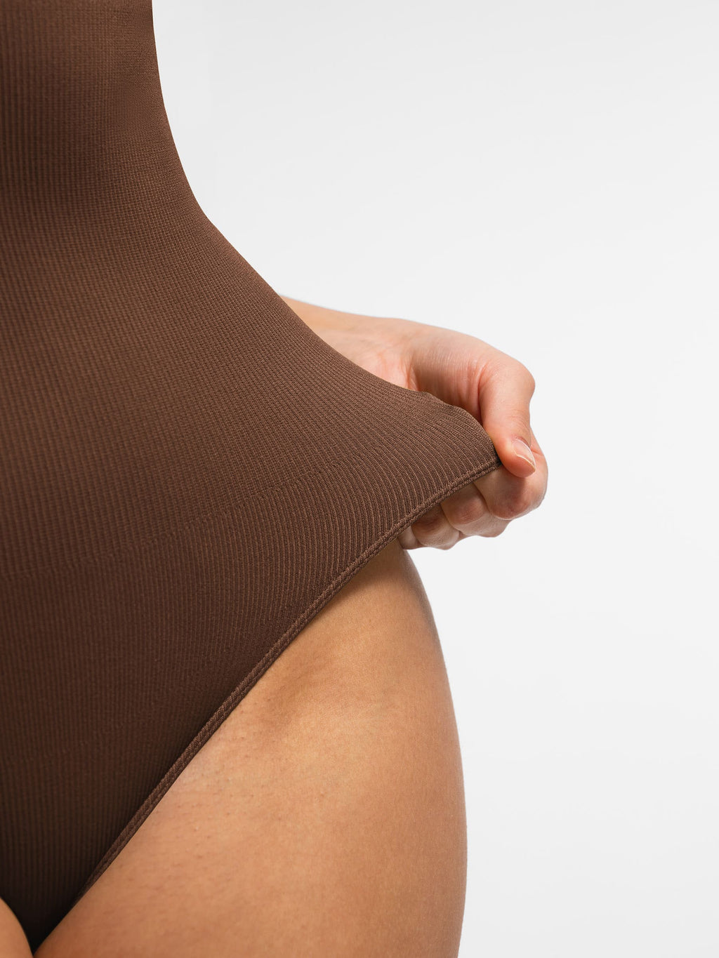 Crew Neck Invisible Zip Ribbed Seamless Bodysuit