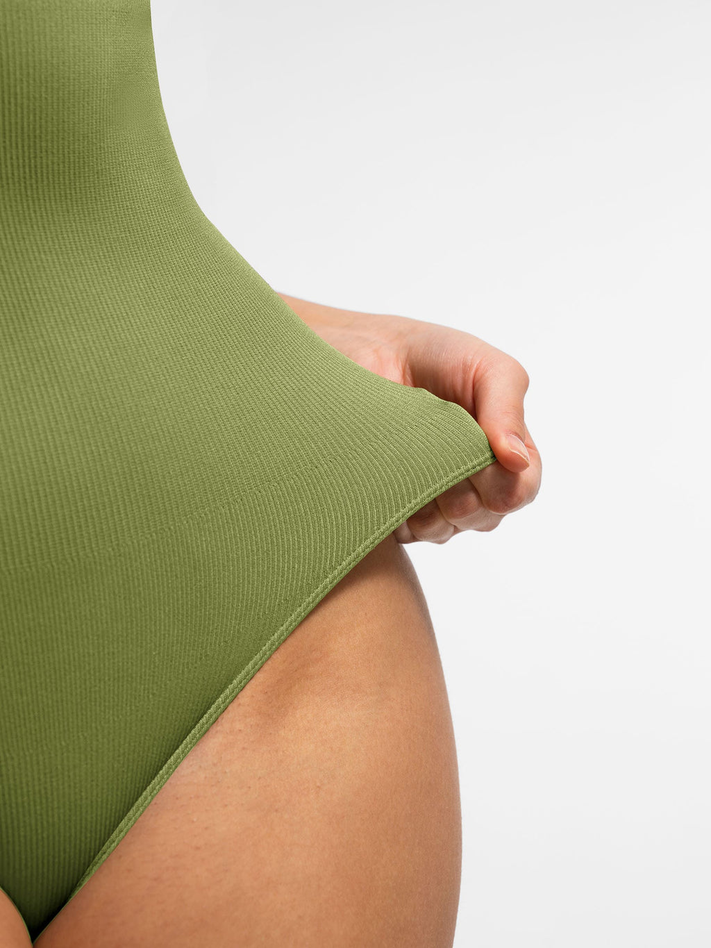 Crew Neck Invisible Zip Ribbed Seamless Bodysuit