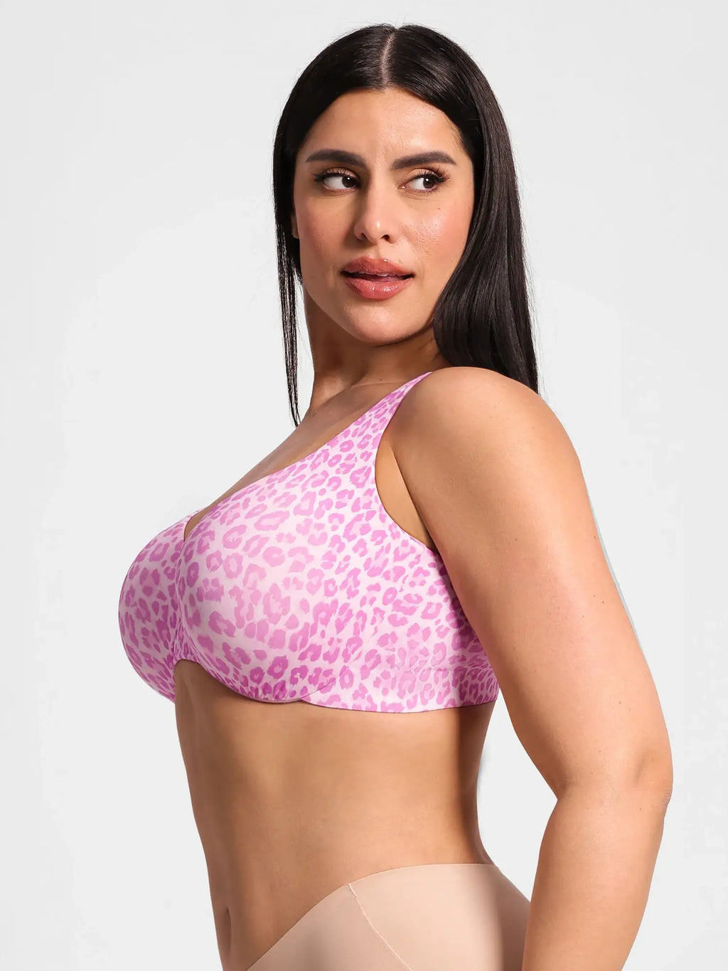 Adjustable-Strap Underwire Deep V-neck Bra