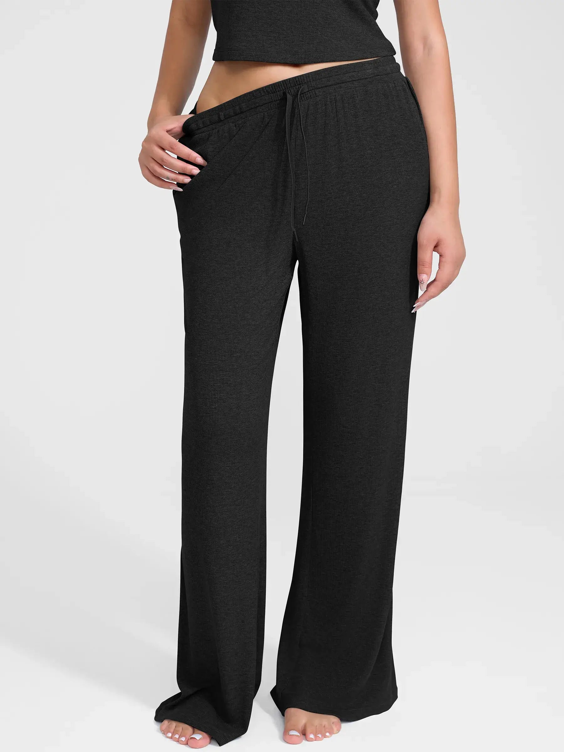 Ribbed Wide-Leg Soft Lounge Pants