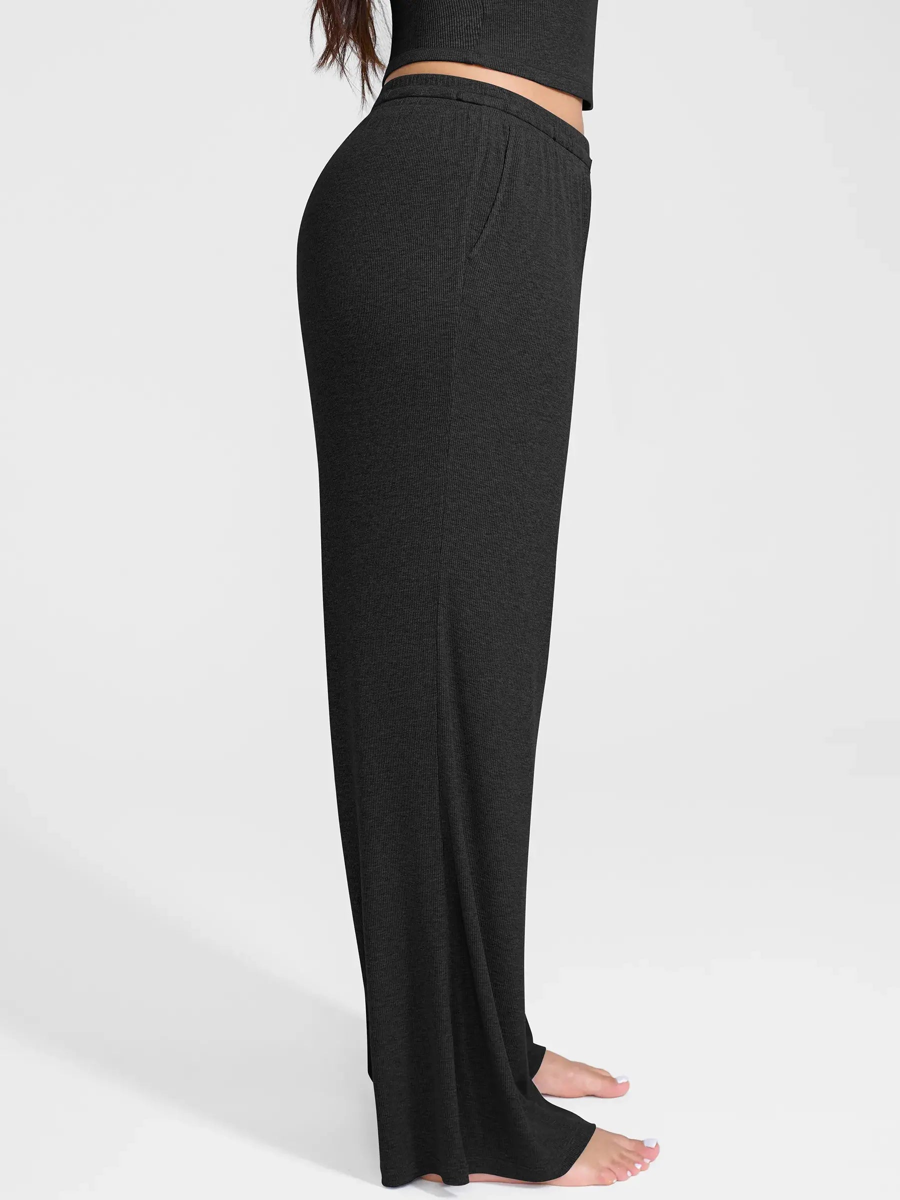 Ribbed Wide-Leg Soft Lounge Pants