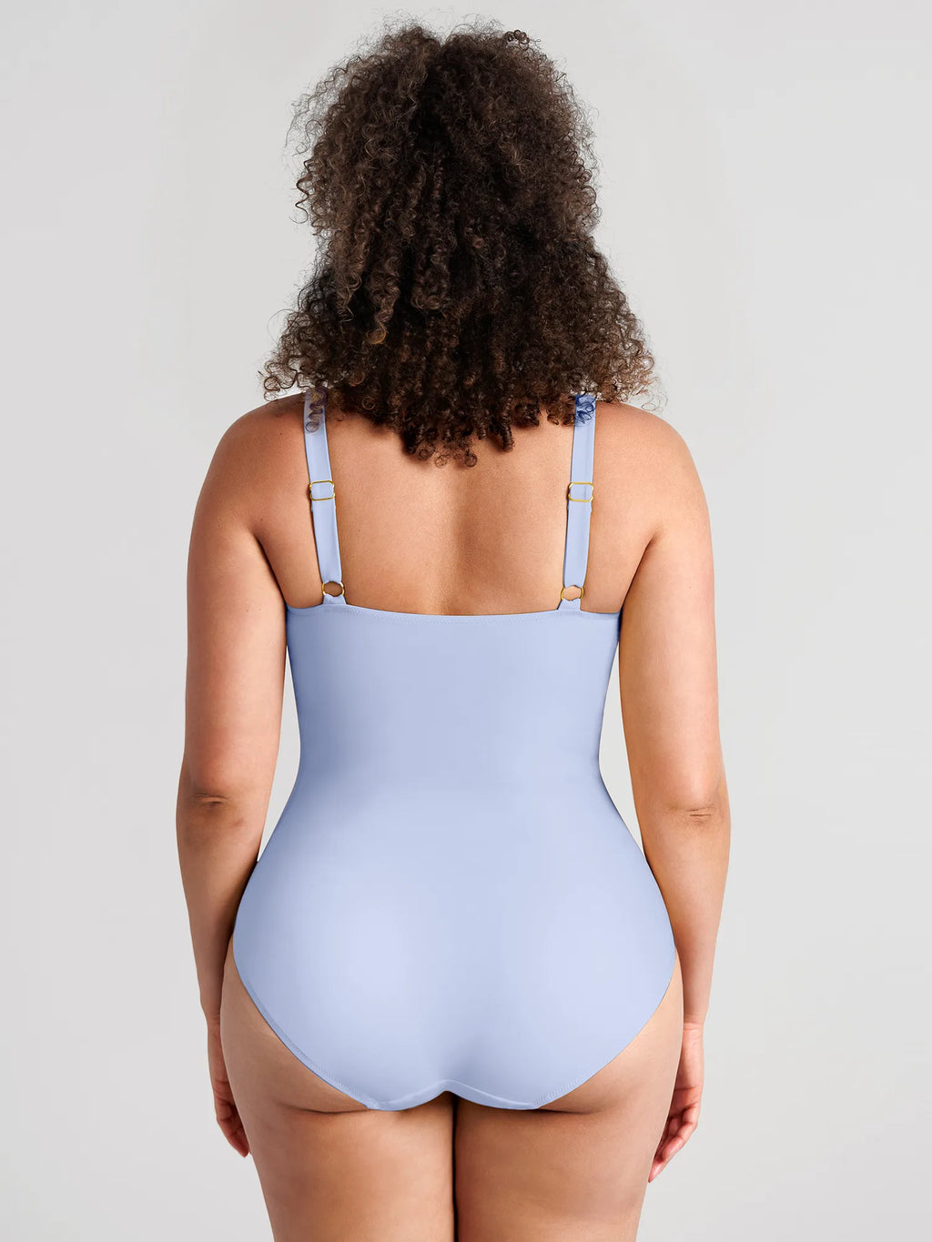 Deep V Metal Ring Ruched Sculpting Swimsuit