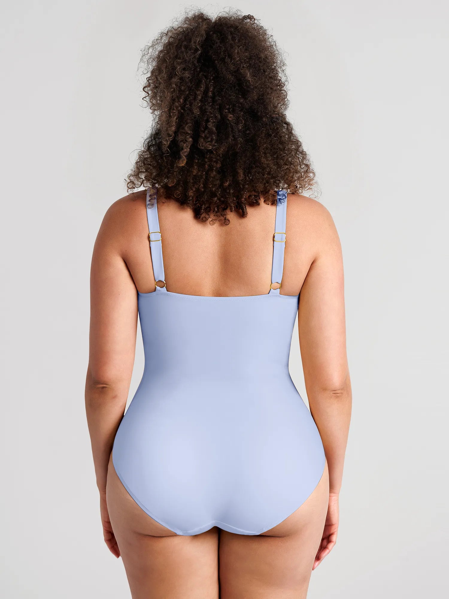 Deep V Metal Ring Ruched Sculpting Swimsuit