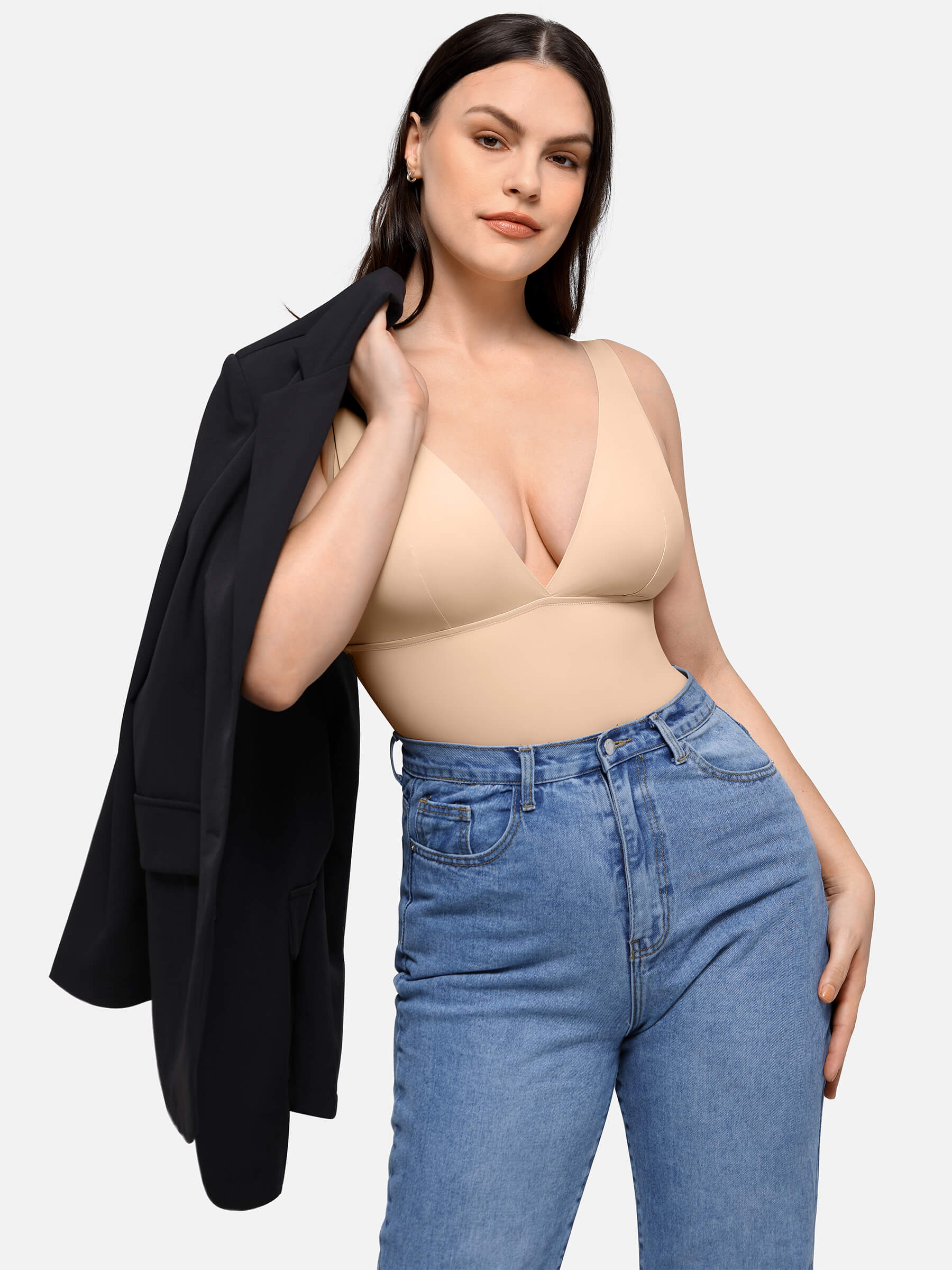 Plunge Breathable Seamless Shaping Bodysuit