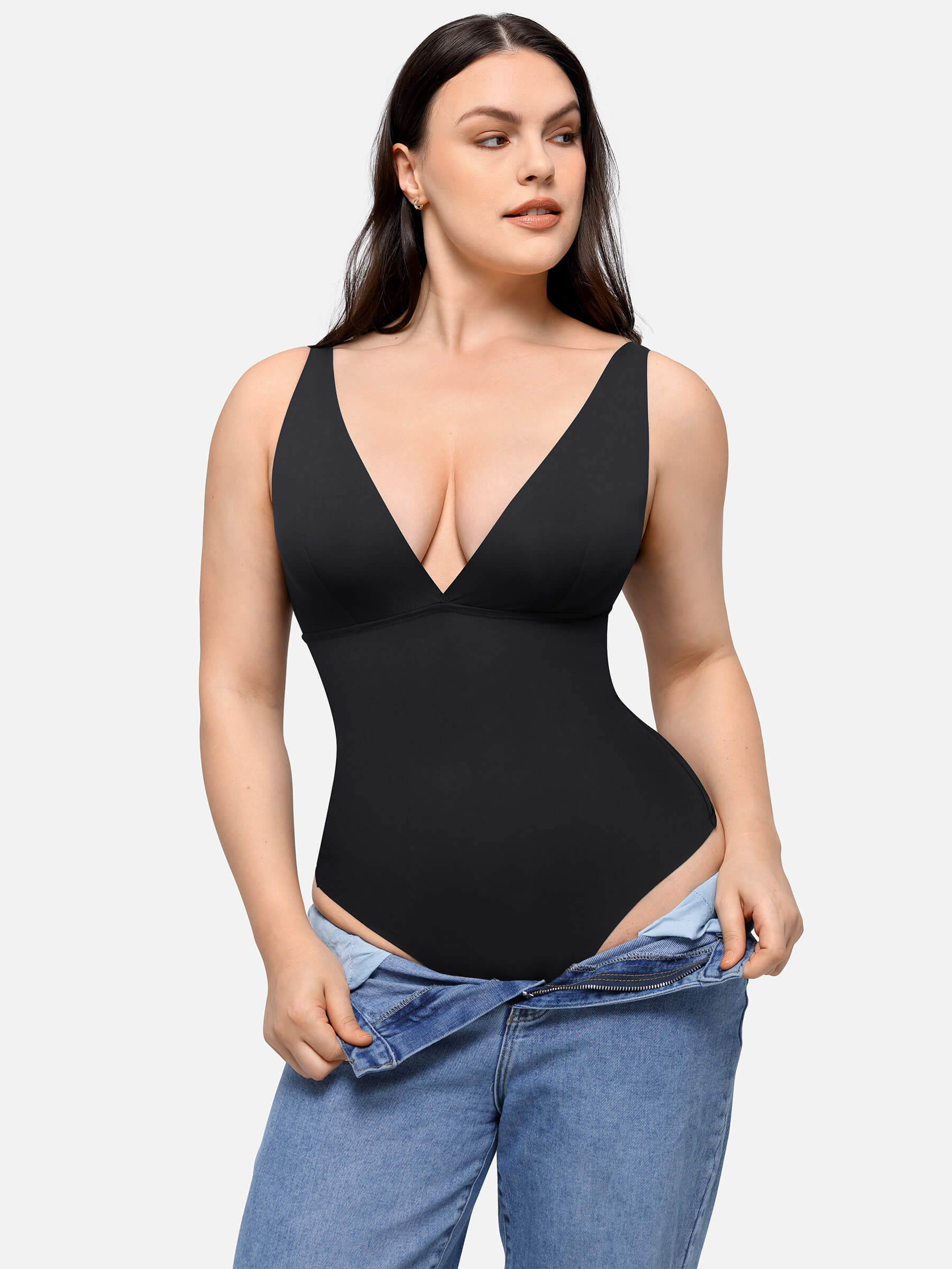 Plunge Breathable Seamless Shaping Bodysuit